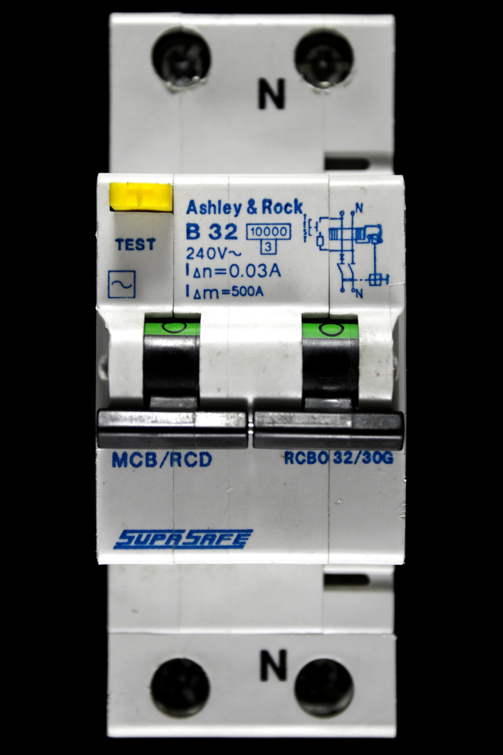 ASHLEY & ROCK B 32 RCBO MCB/RCD DOUBLE POLE 10kA 30mA TYPE AC RCBO32/30G
