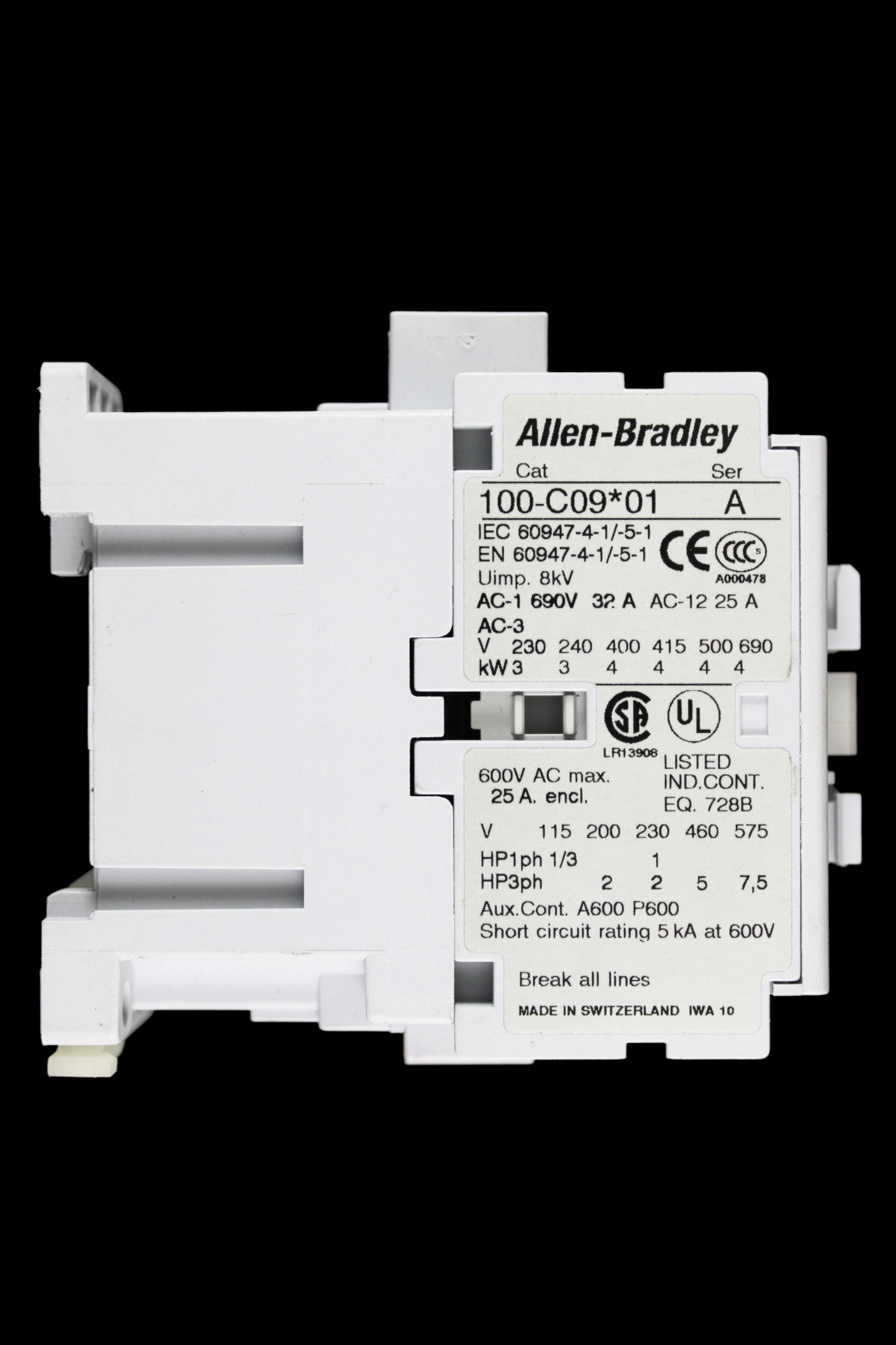 ALLEN BRADLEY 4kW TRIPLE POLE NO CONTACTOR 110V COIL 100-C09KD01