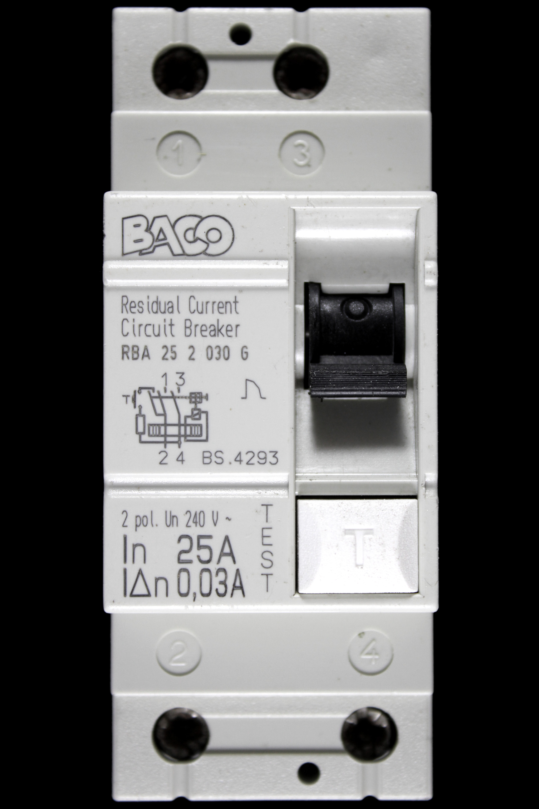 BACO 25 RCCB DOUBLE POLE 30mA RBA 25 2 030 G