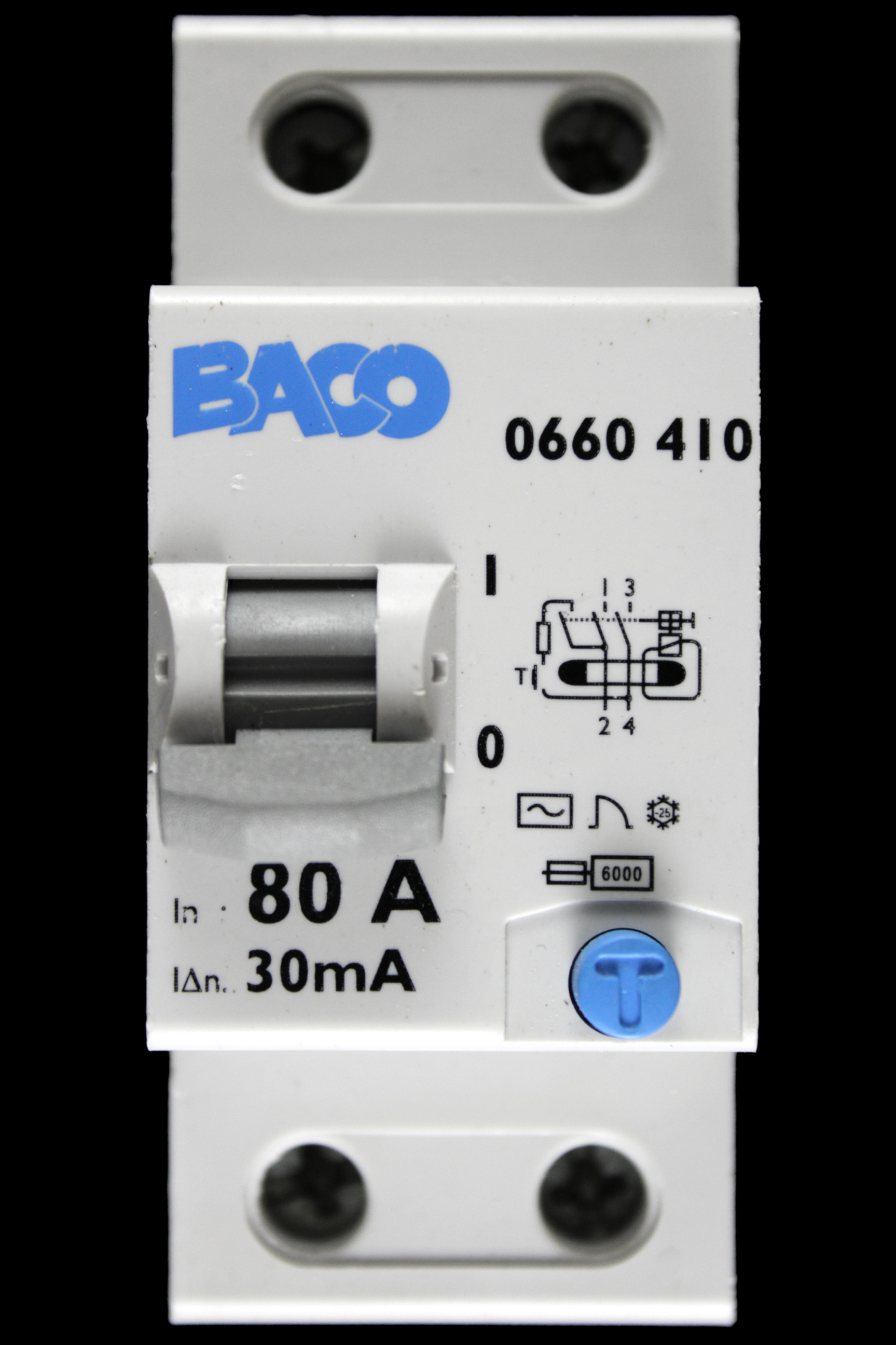 BACO 80 RCCB DOUBLE POLE 30mA TYPE AC 0660 410