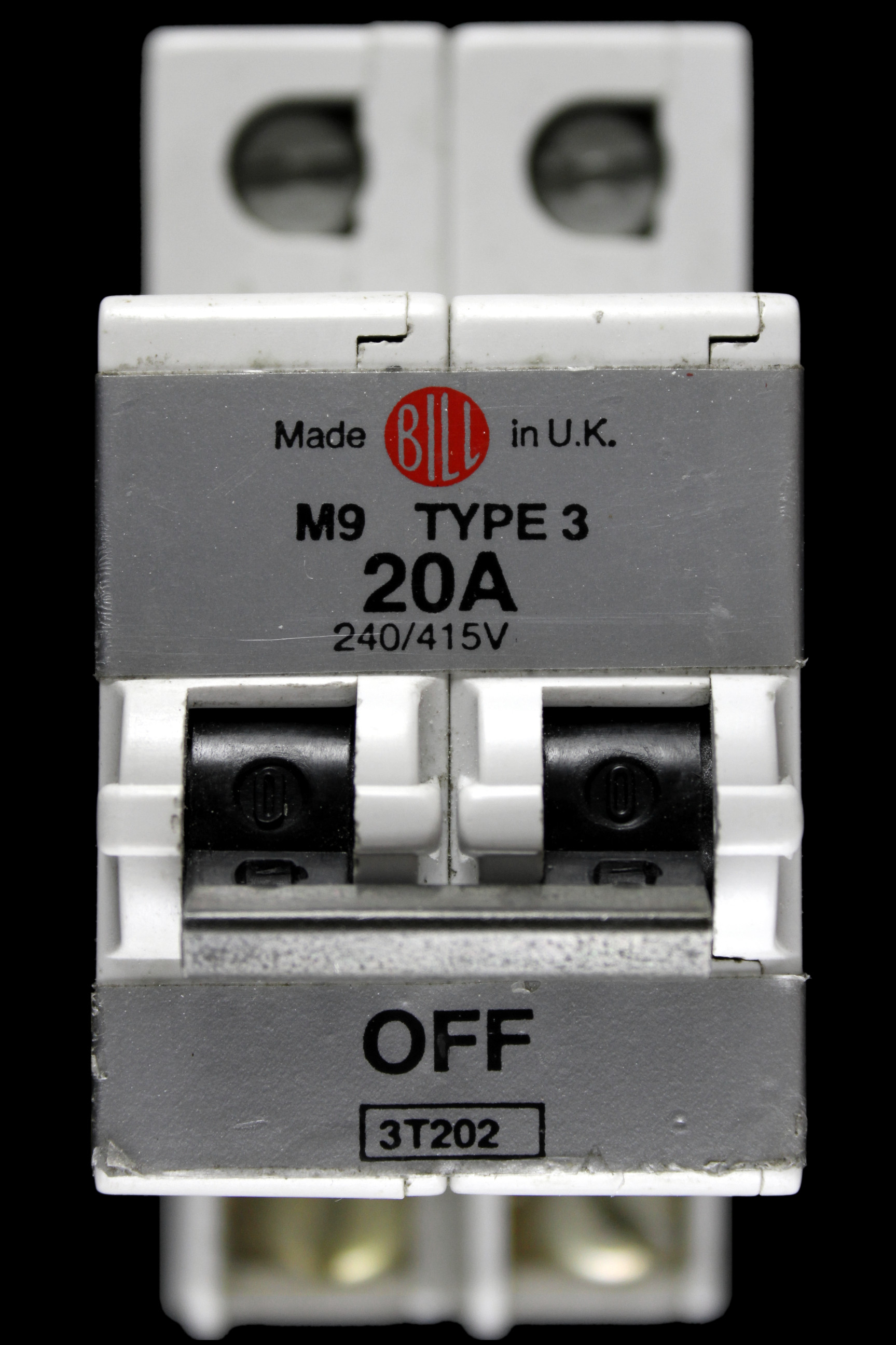 BILL 20 AMP TYPE 3 M9 DOUBLE POLE MCB CIRCUIT BREAKER 3T202