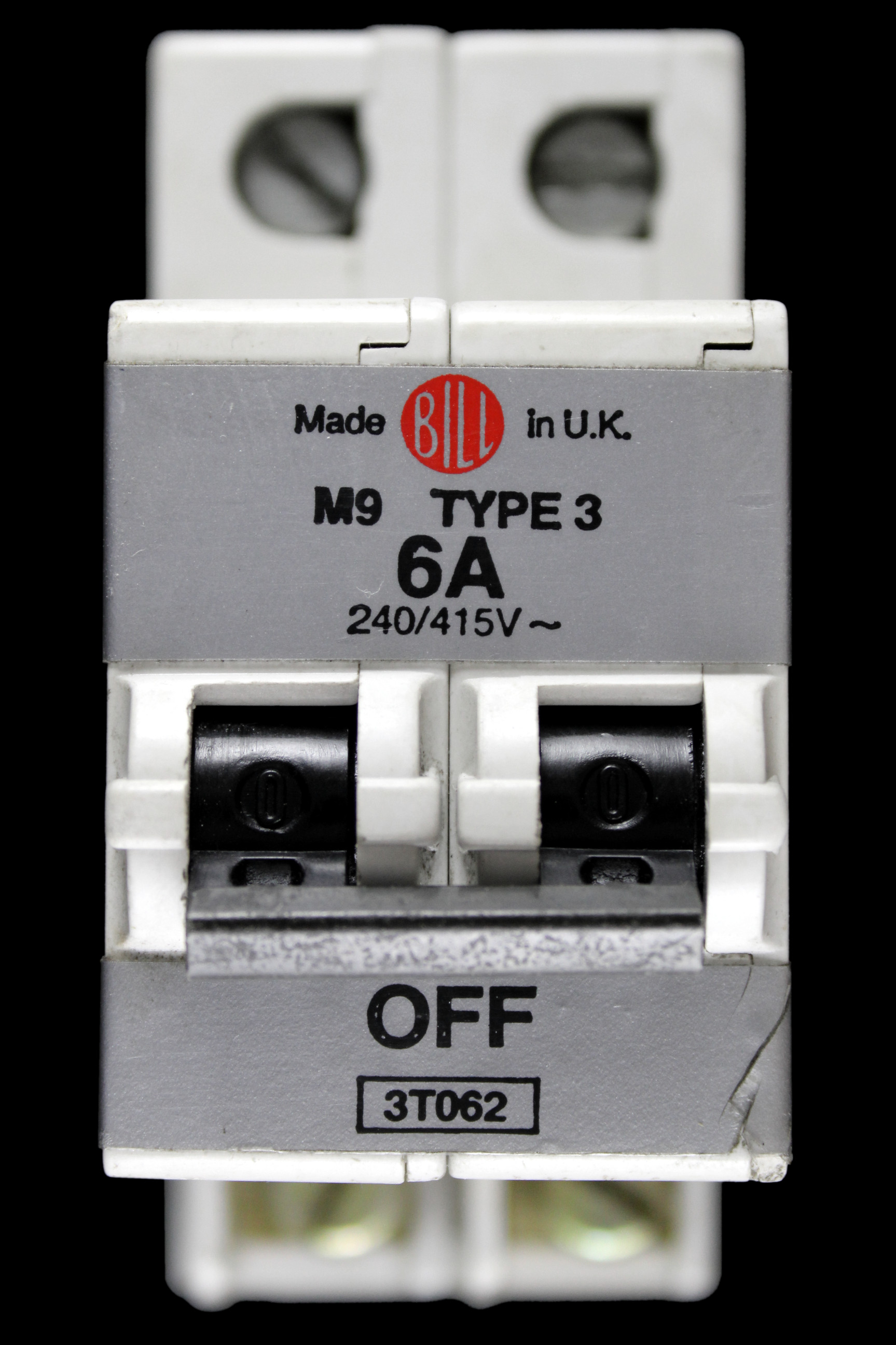BILL 6 AMP TYPE 3 M9 DOUBLE POLE MCB CIRCUIT BREAKER 3T062