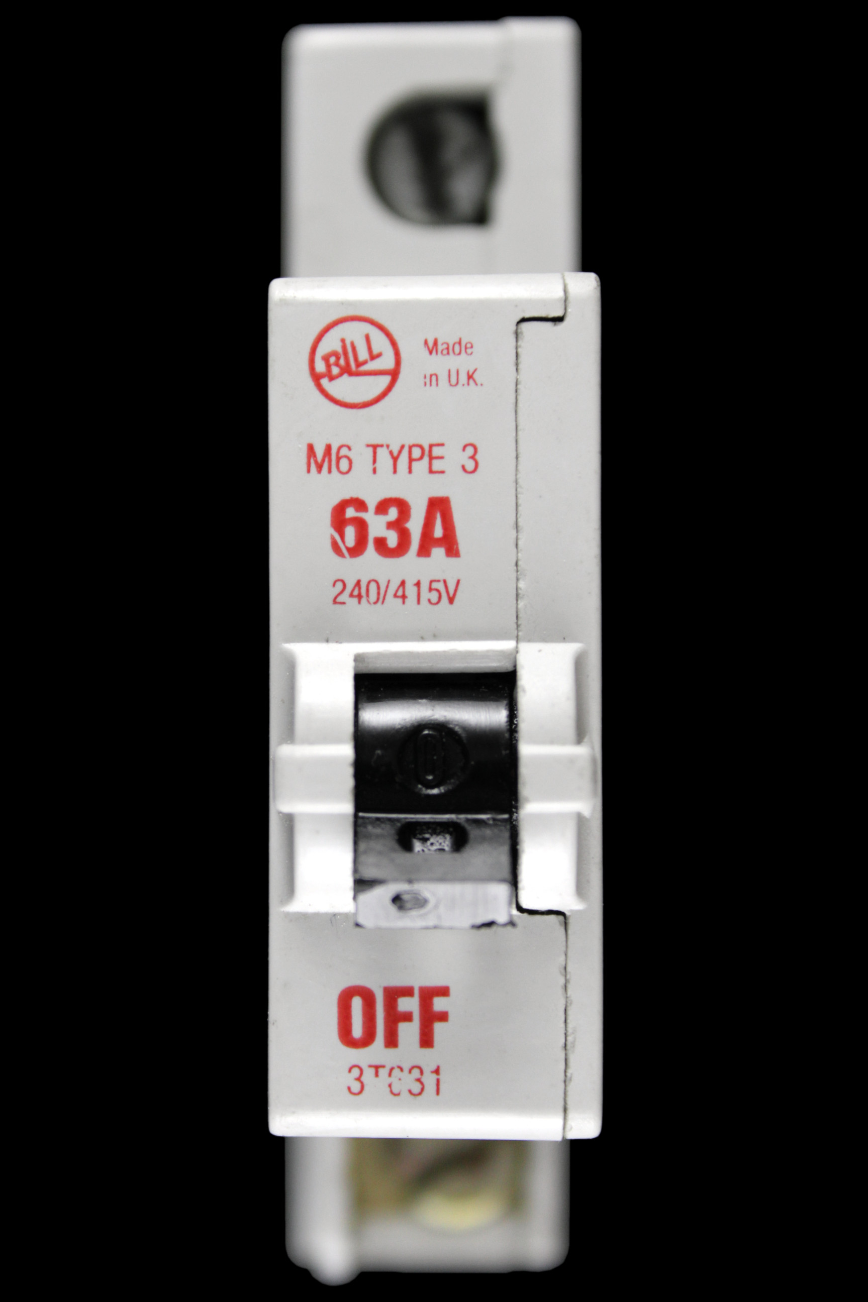 BILL 63 AMP TYPE 3 M6 MCB CIRCUIT BREAKER 3T631 RED