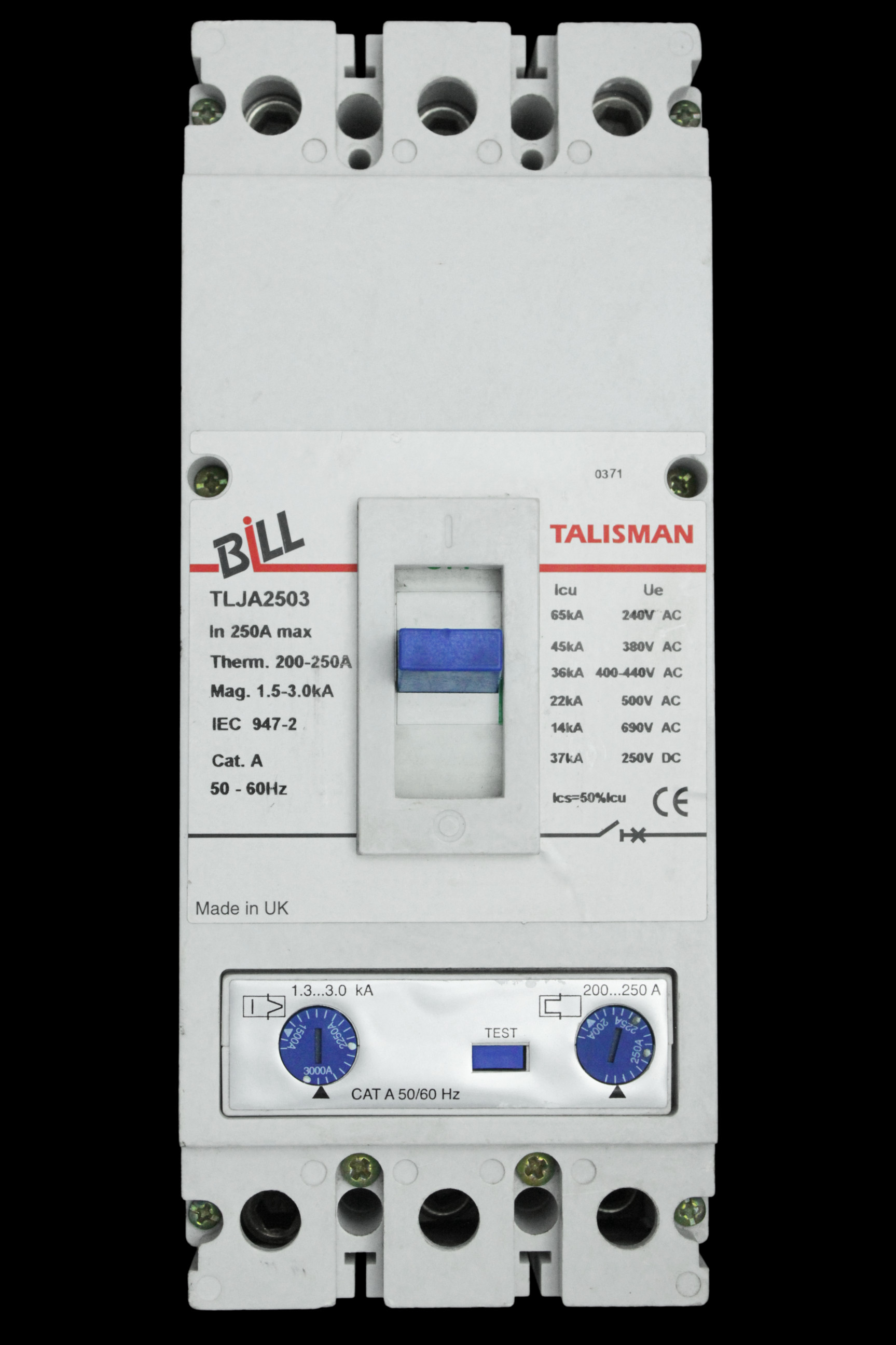 BILL 250 AMP 36kA TRIPLE POLE MCCB TLJA2503