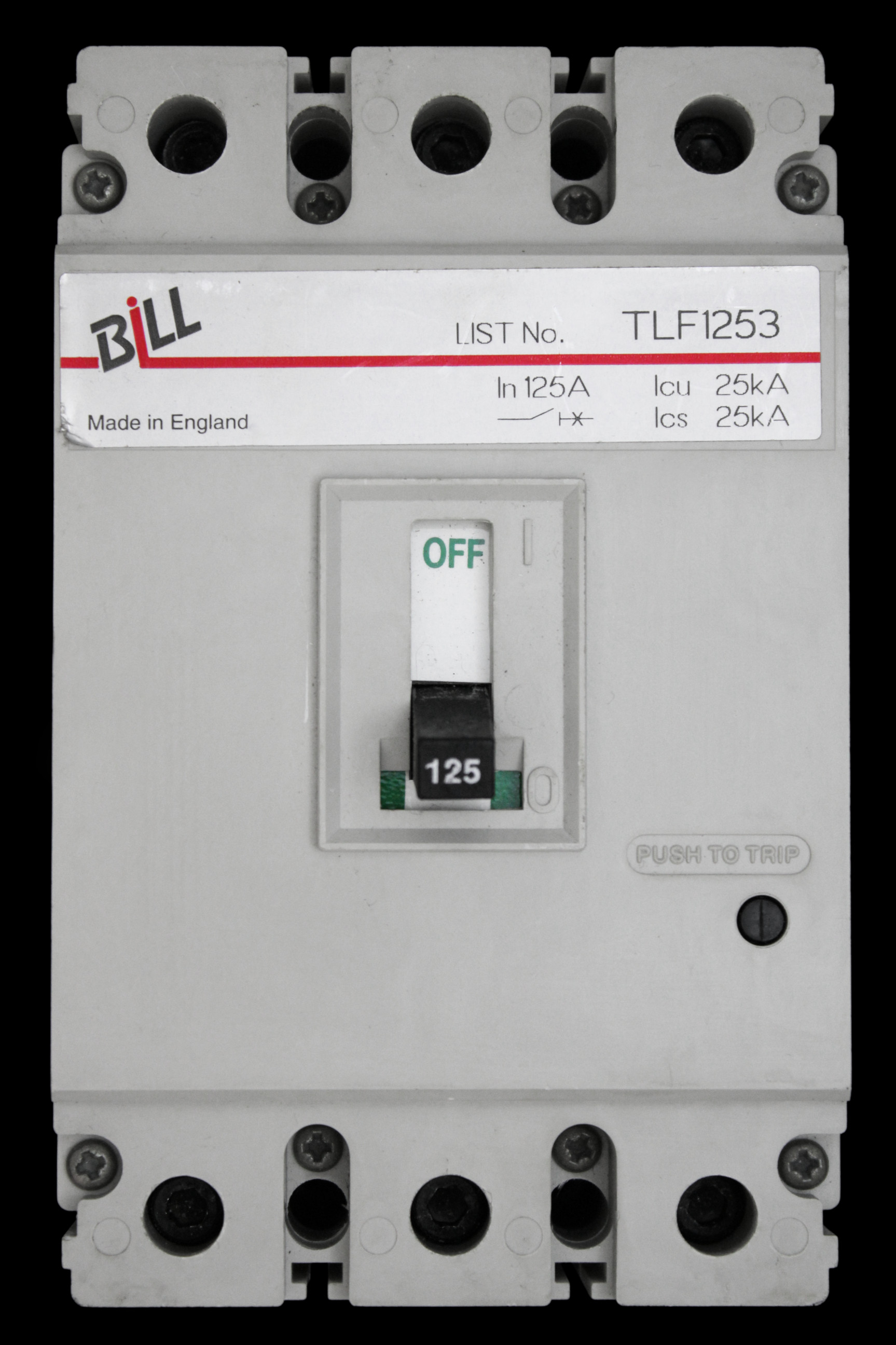 BILL 125 AMP 25kA TRIPLE POLE MCCB TLF1253