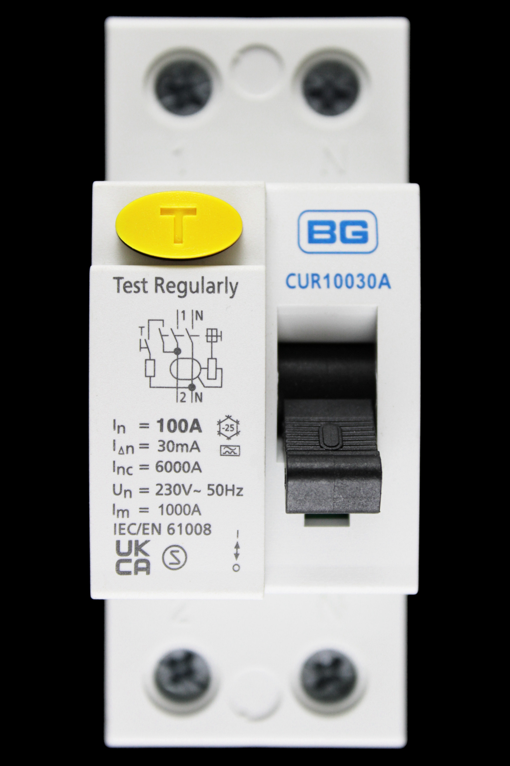 BRITISH GENERAL 100 AMP 30mA DOUBLE POLE RCCB RCD TYPE A CUR10030A BG