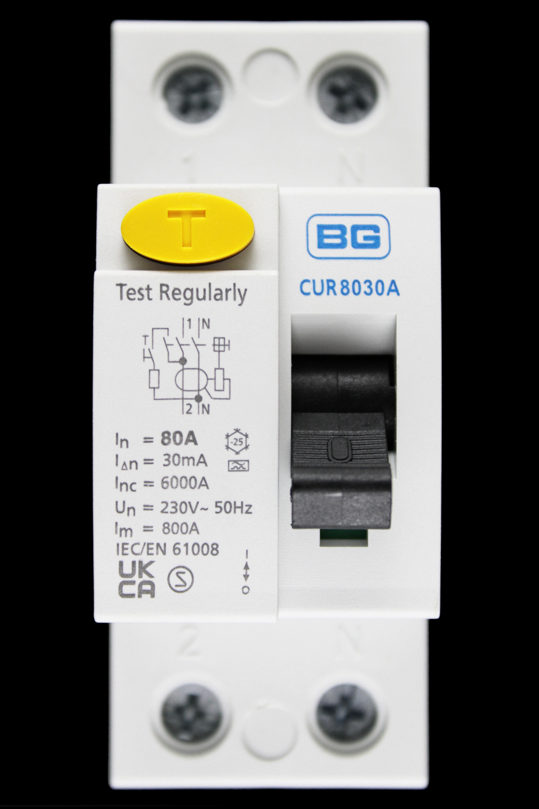 BRITISH GENERAL 80 AMP 30mA DOUBLE POLE RCCB RCD TYPE A CUR8030A BG