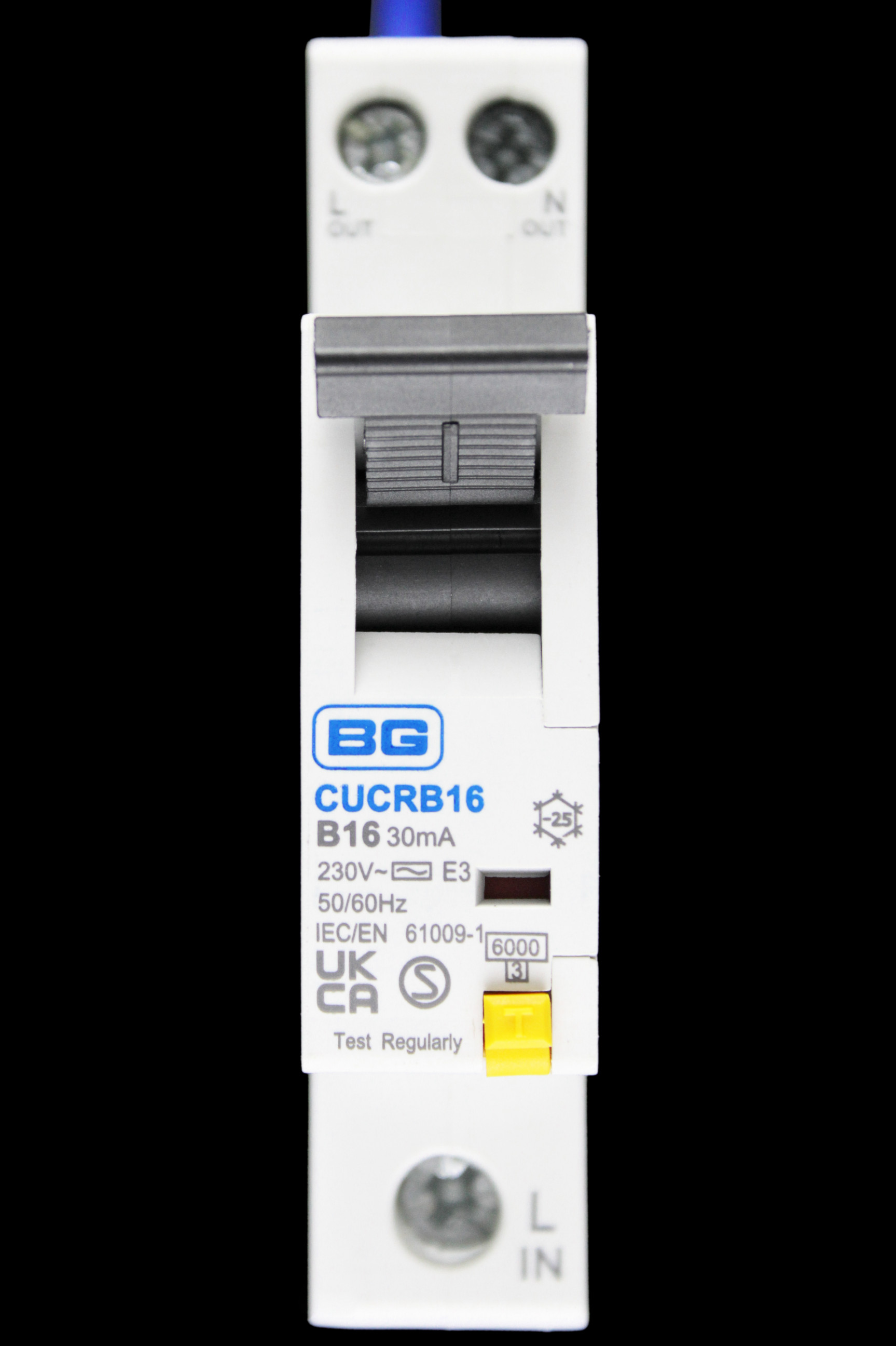BG BRITISH GENERAL 16 AMP CURVE B 6kA 30mA RCBO TYPE AC CUCRB16