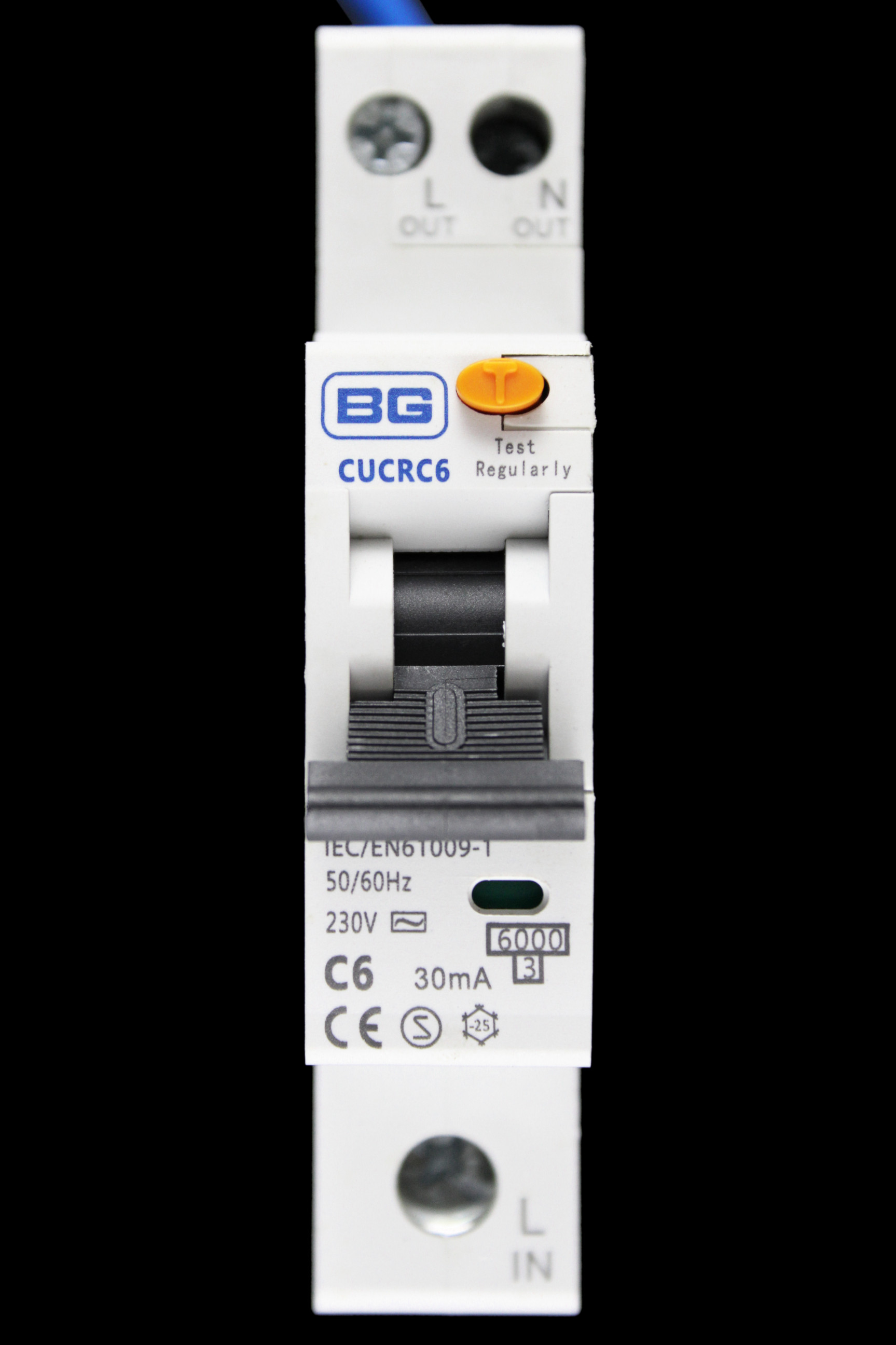 BG BRITISH GENERAL 6 AMP CURVE C 6kA 30mA RCBO TYPE AC CUCRC6 CUCRC6-01