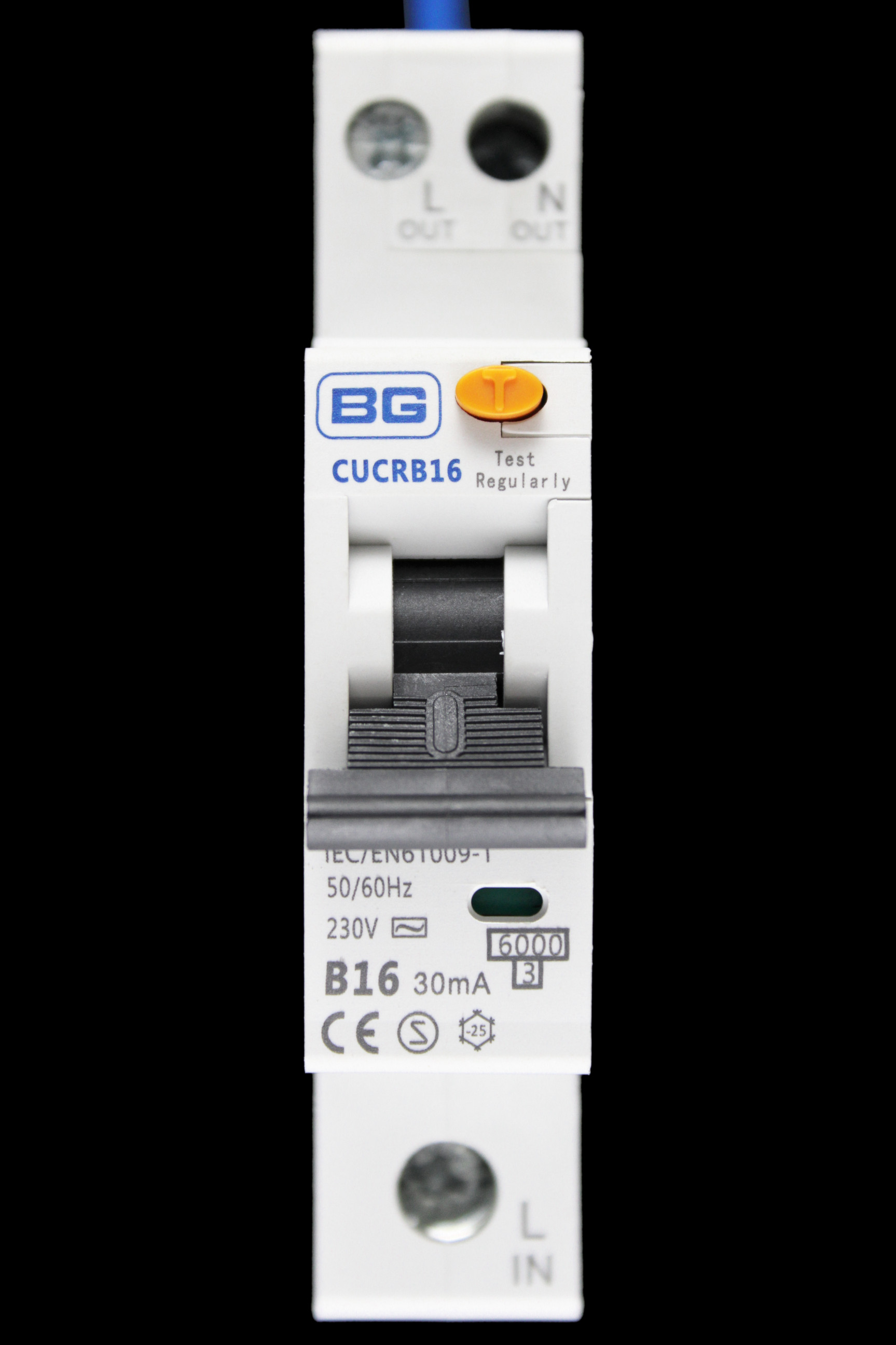 BG BRITISH GENERAL 16 AMP CURVE B 6kA 30mA RCBO TYPE AC CUCRB16 CUCRB16-01