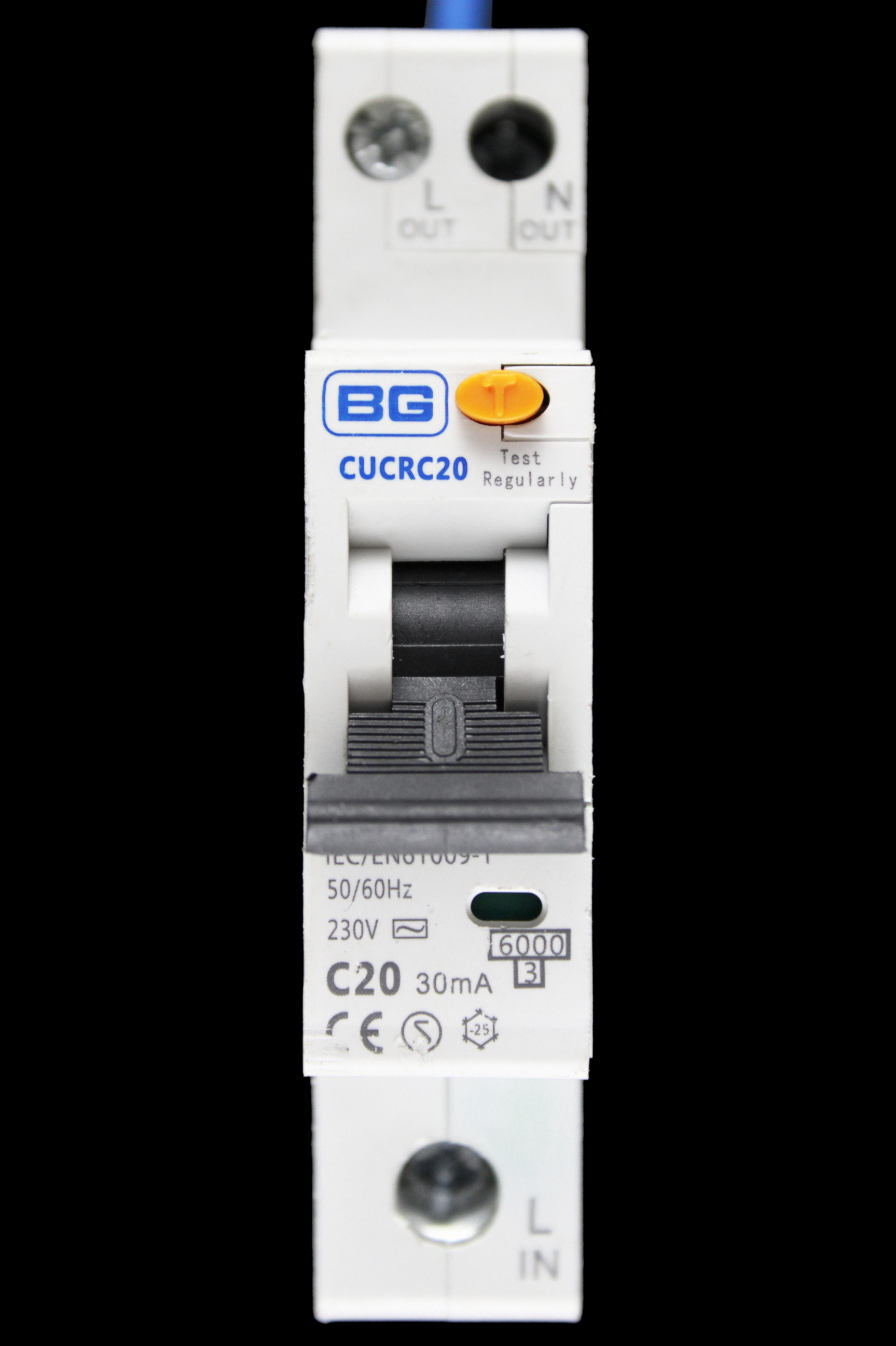 BG BRITISH GENERAL 20 AMP CURVE C 6kA 30mA RCBO TYPE AC CUCRC20