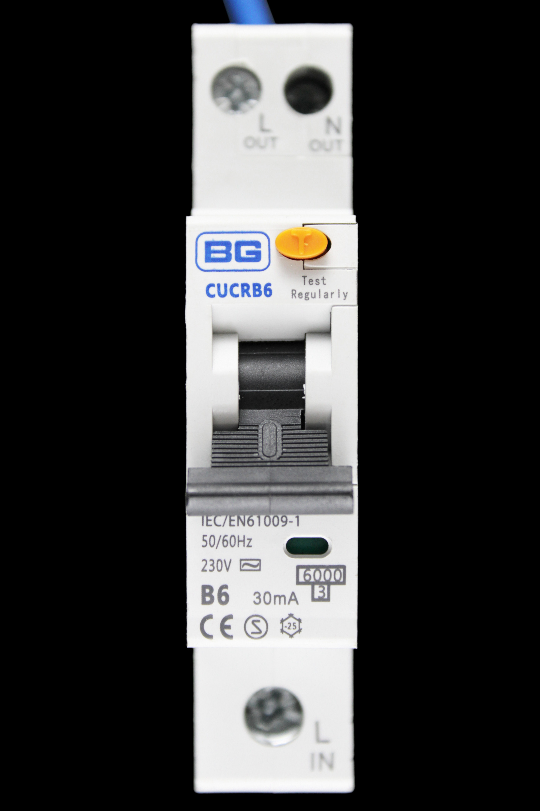 BG BRITISH GENERAL 6 AMP CURVE B 6kA 30mA RCBO TYPE AC CUCRB6