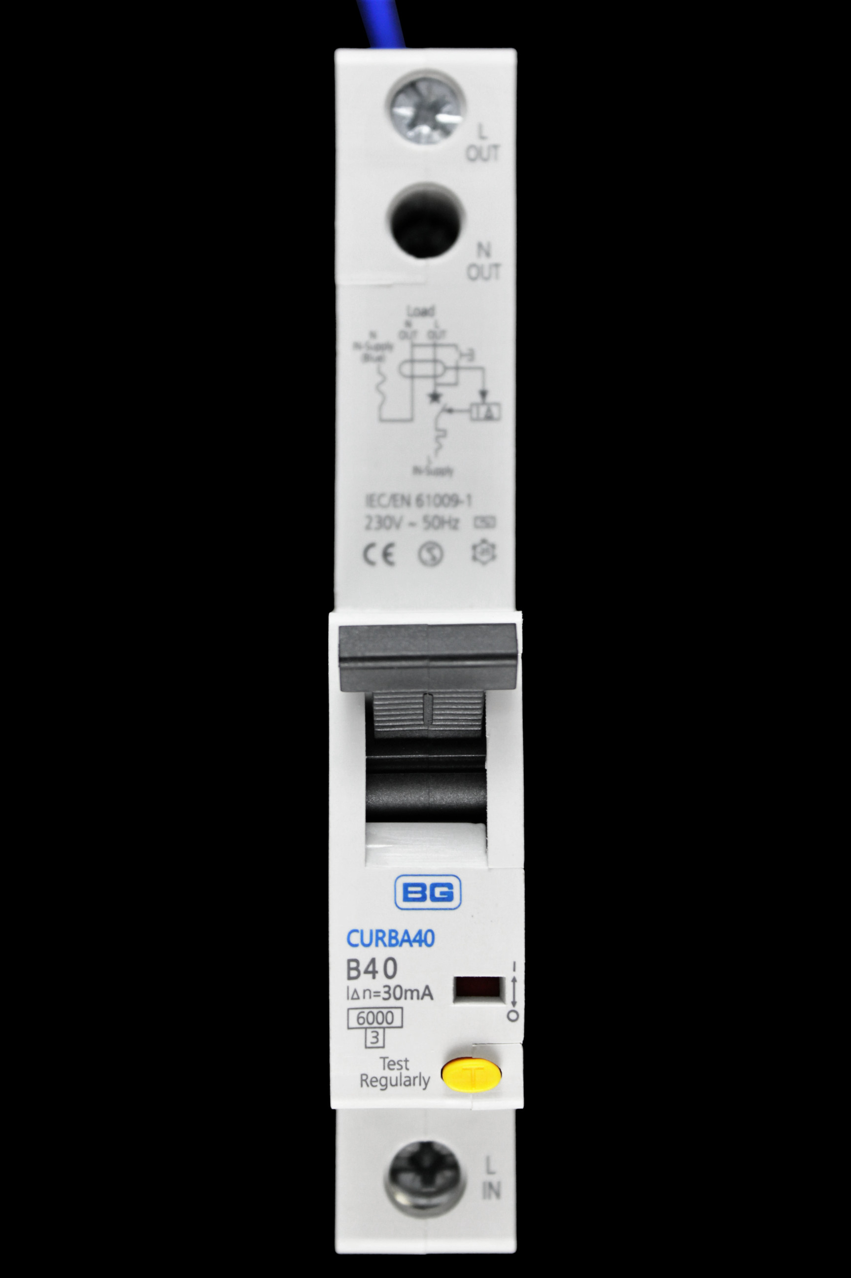 BG BRITISH GENERAL 40 AMP CURVE B 6kA 30mA RCBO TYPE AC CURBA40