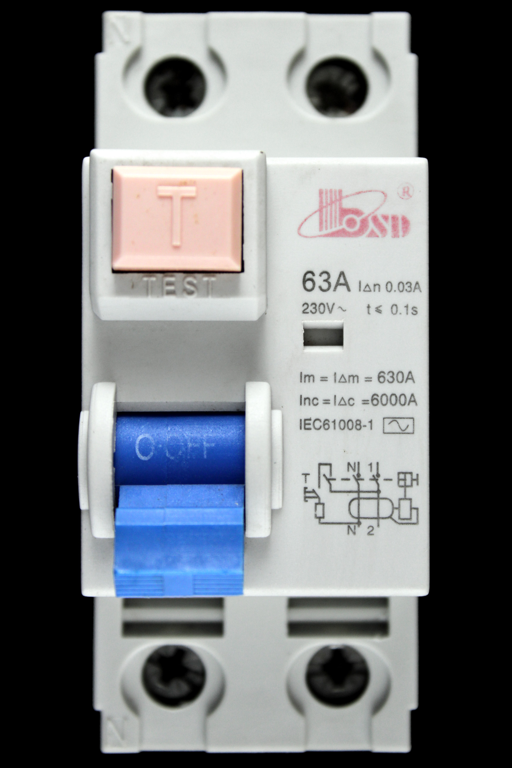 BSD 63 AMP 30mA DOUBLE POLE RCD TYPE AC