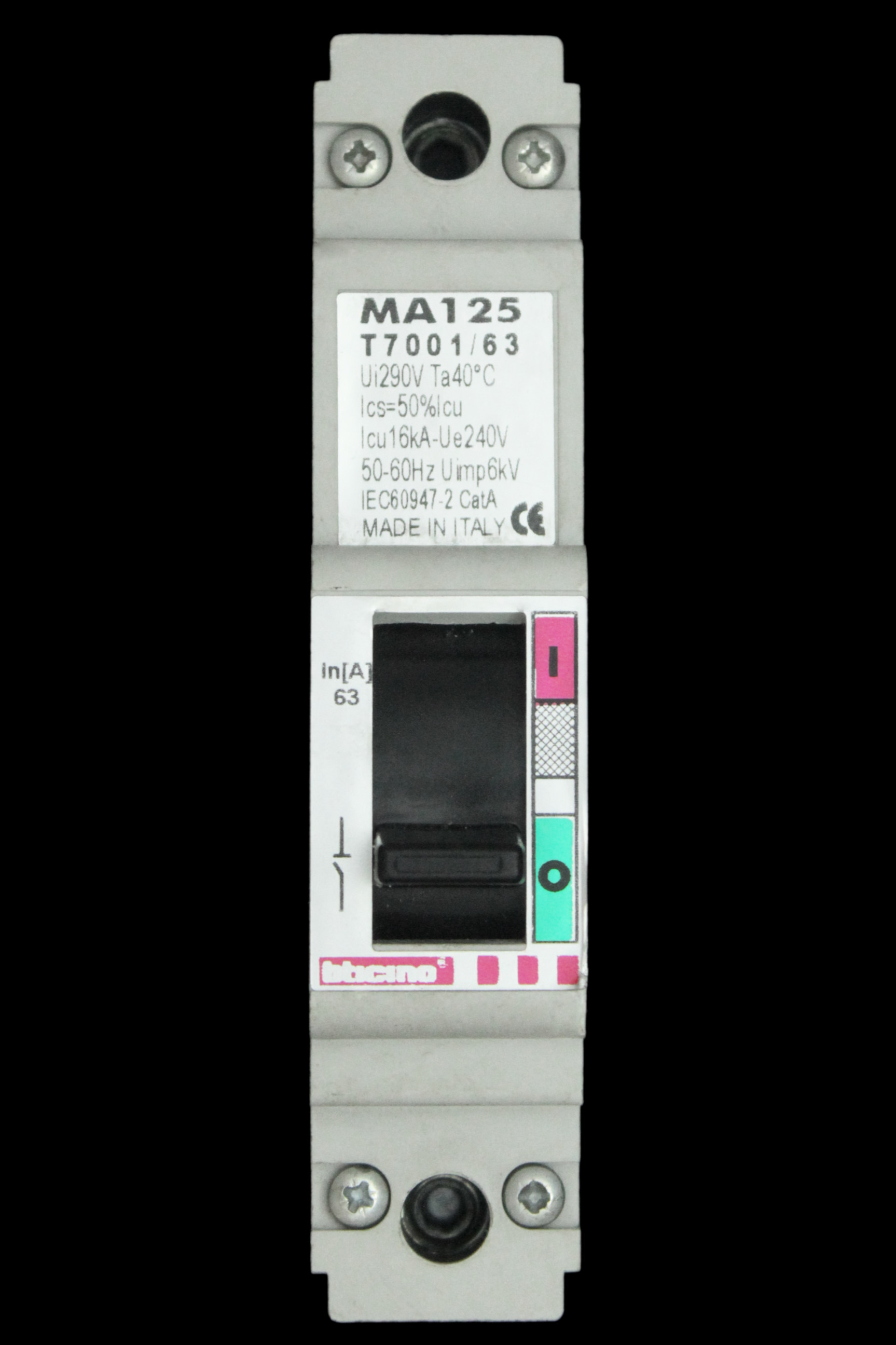 BTICINO 63 AMP 16kA MCCB T7001/63 MA125