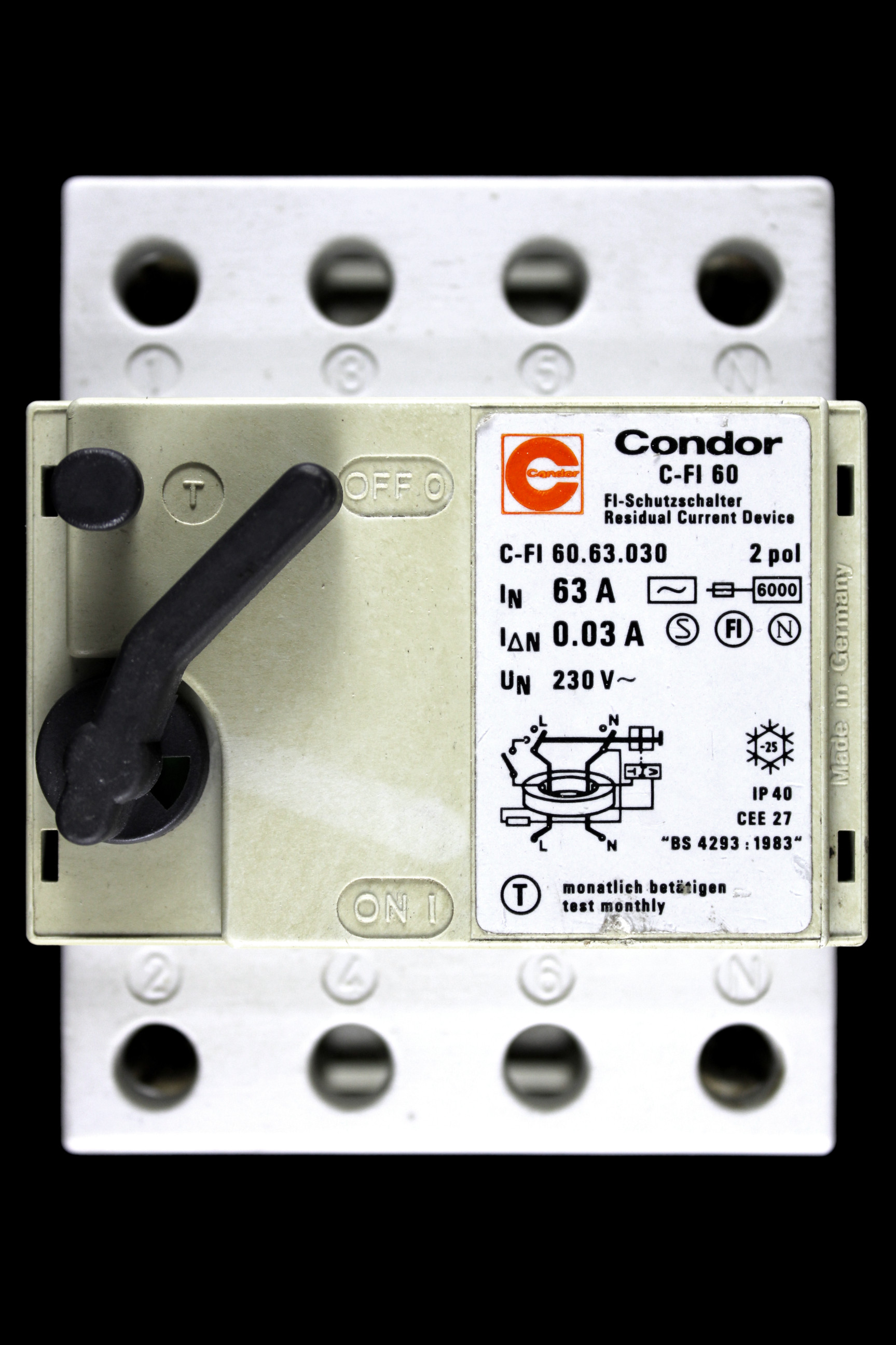 CONDOR 63 RCD DOUBLE POLE 30mA TYPE AC C-FI 60.63.030