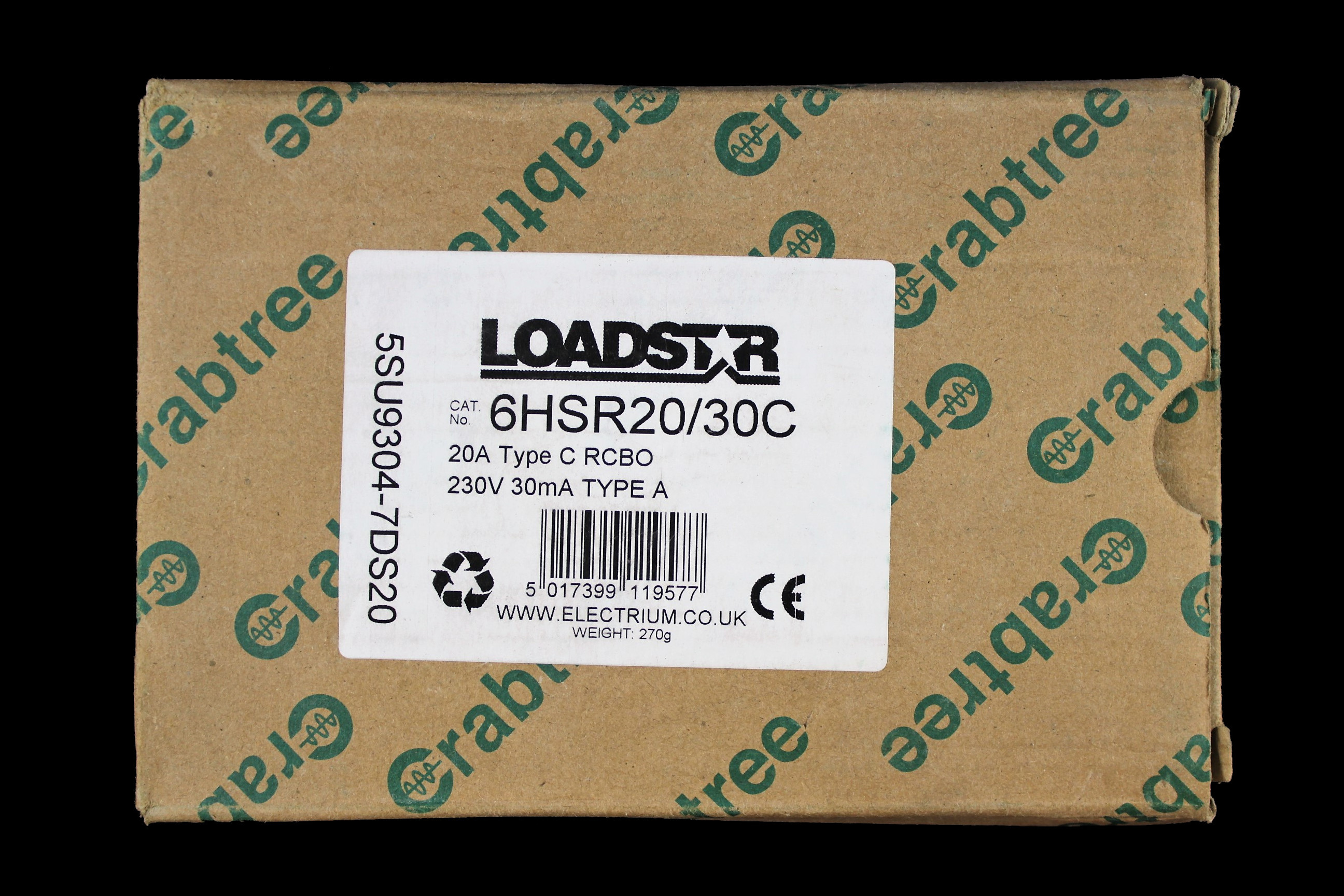CRABTREE 20 AMP CURVE C 10kA 30mA RCBO TYPE A 6HSR20/30C LOADSTAR