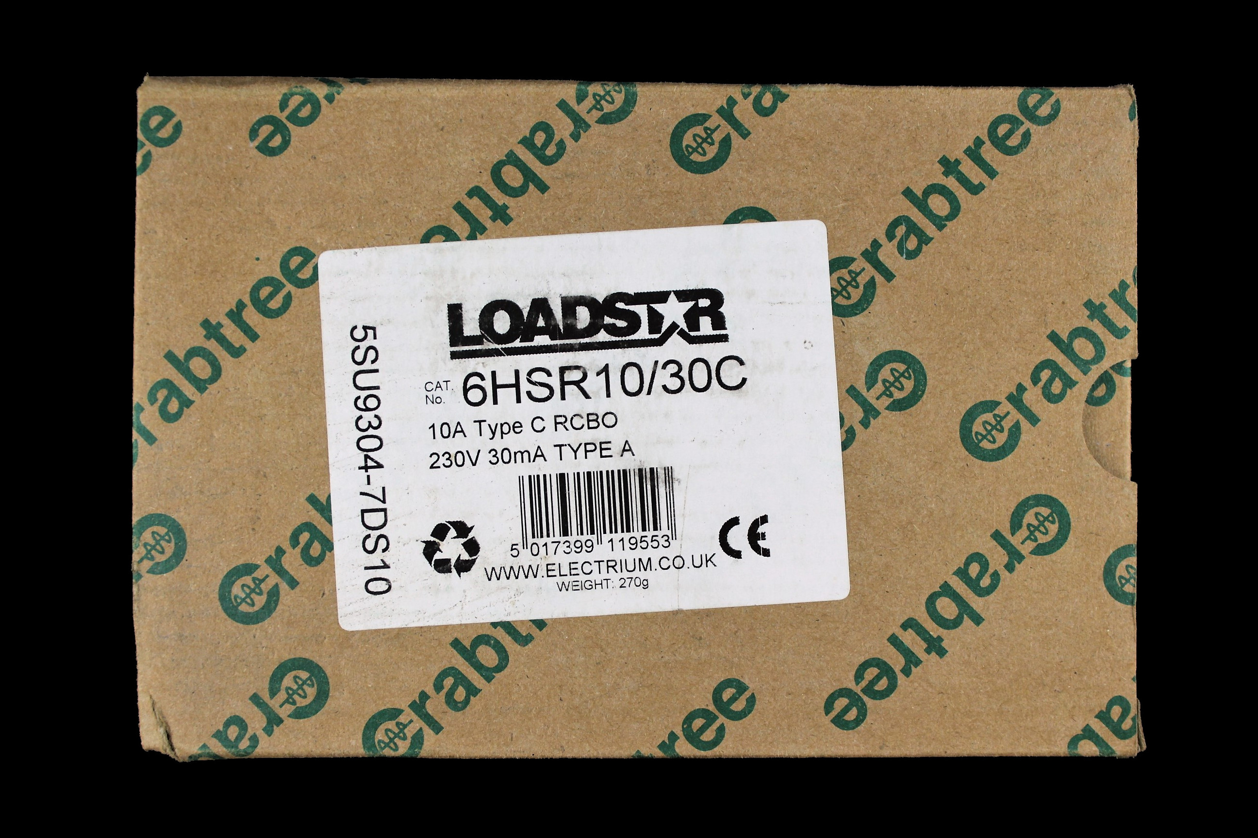 CRABTREE 10 AMP CURVE C 10kA 30mA RCBO TYPE A 6HSR10/30C LOADSTAR