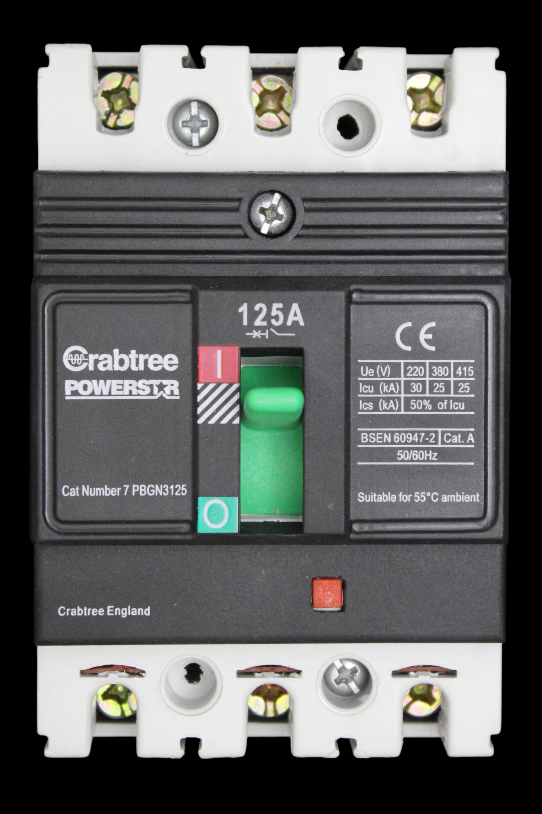 CRABTREE 125 AMP 25kA TRIPLE POLE MCCB POWERSTAR 7PBGN3125