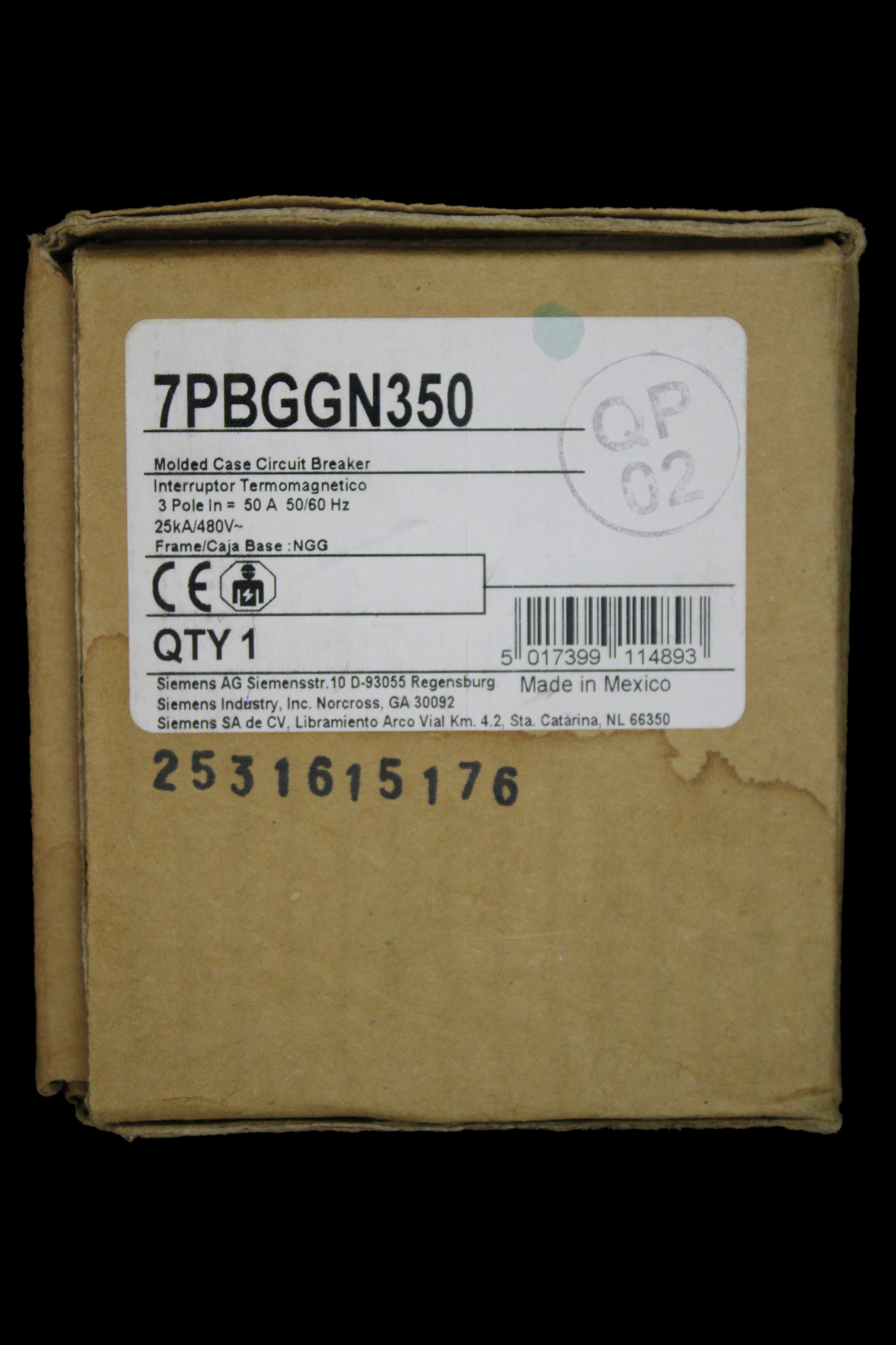 CRABTREE 50 MCCB 25kA TRIPLE POLE 7PBGGN350