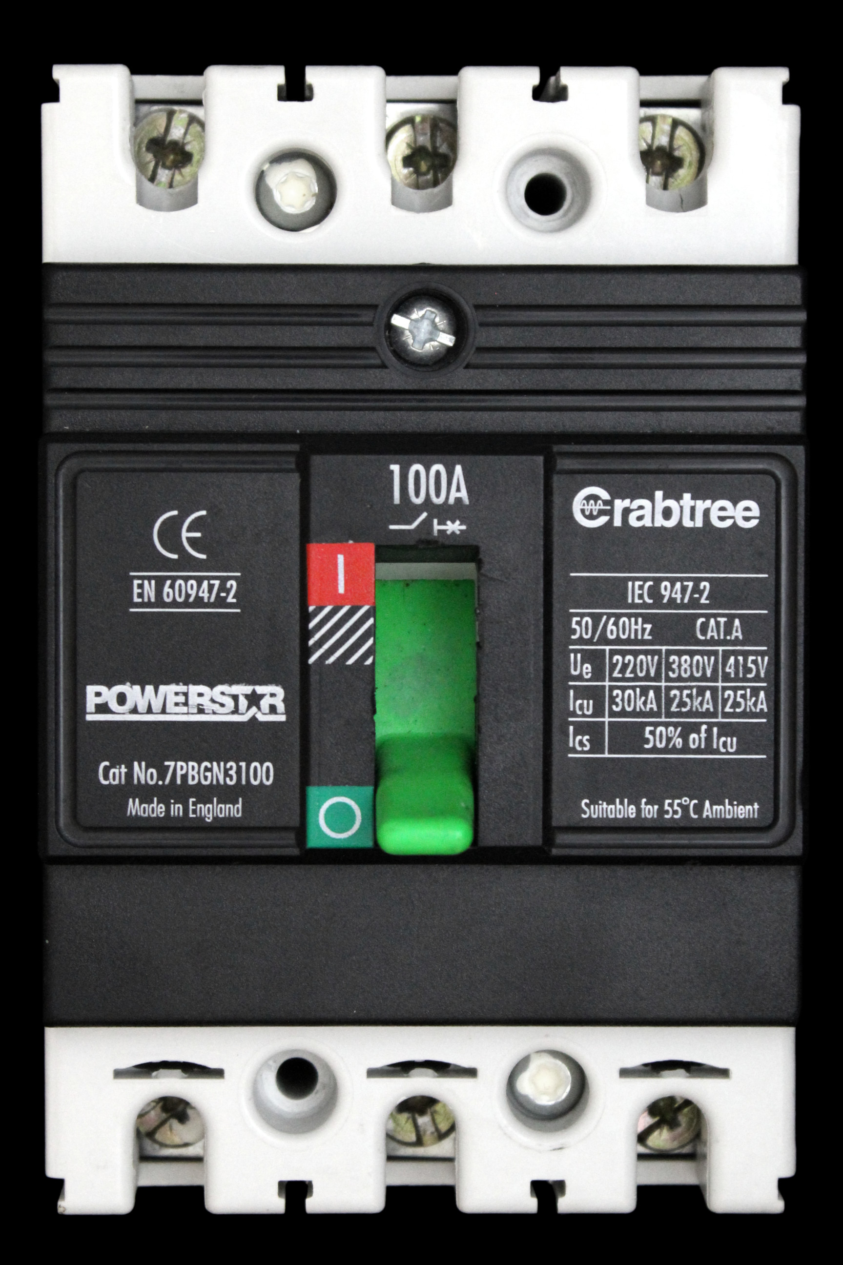 CRABTREE 100 MCCB TRIPLE POLE 25kA 7PBGN3100 POWERSTAR