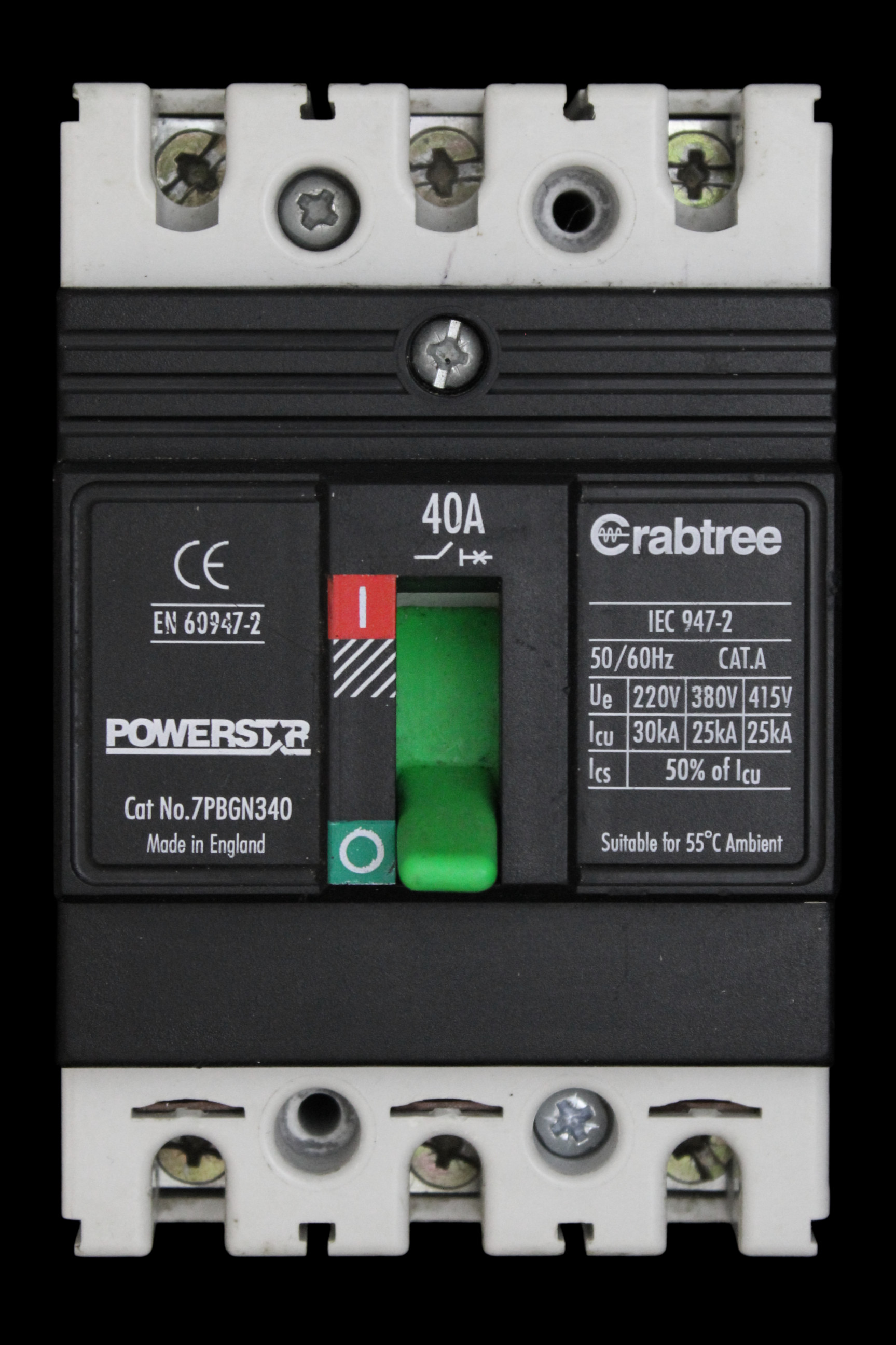 CRABTREE 40 MCCB TRIPLE POLE 25kA 7PBGN340 POWERSTAR