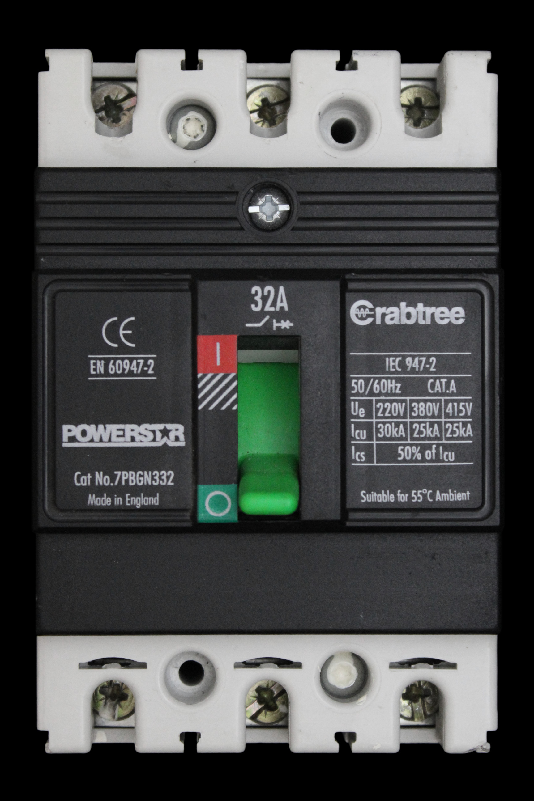 CRABTREE 32 MCCB TRIPLE POLE 25kA 7PBGN332 POWERSTAR