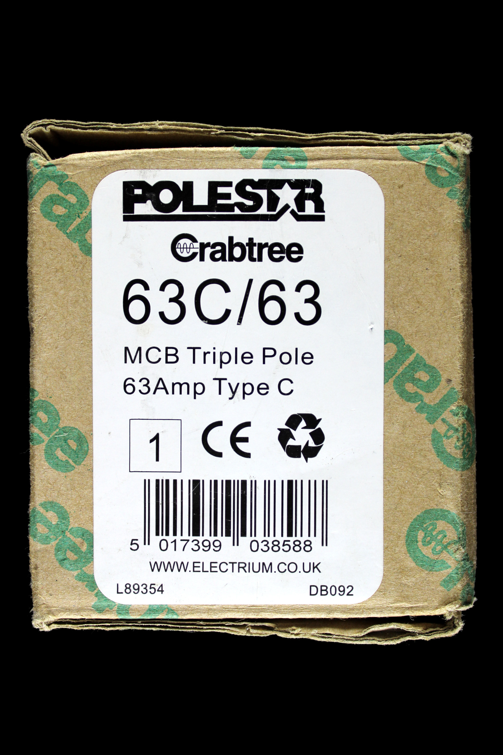 CRABTREE C 63 MCB TRIPLE POLE 16kA CIRCUIT BREAKER POLESTAR 63C/63