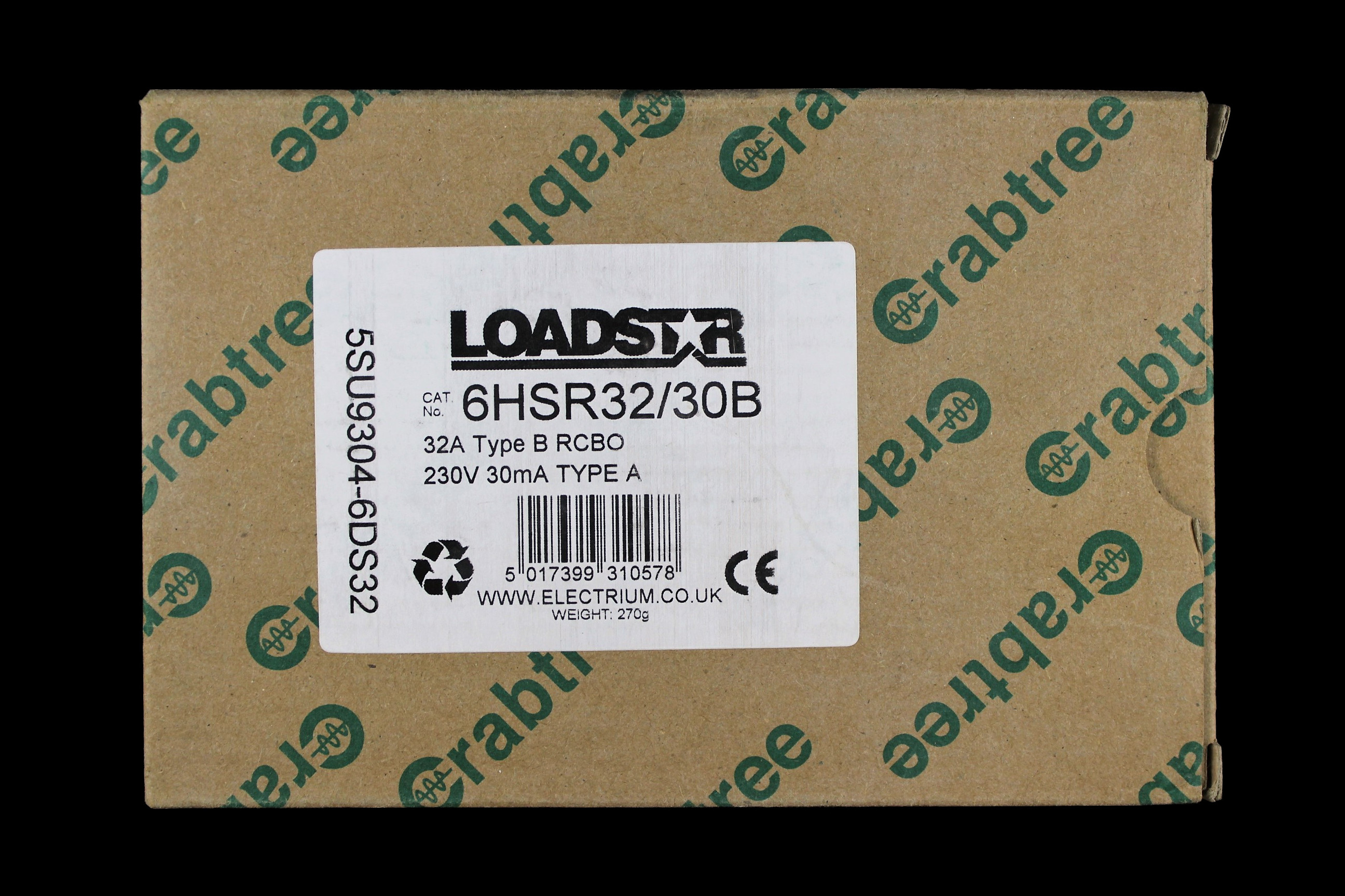 CRABTREE 32 AMP CURVE B 10kA 30mA RCBO TYPE A LOADSTAR 6HSR32/30B