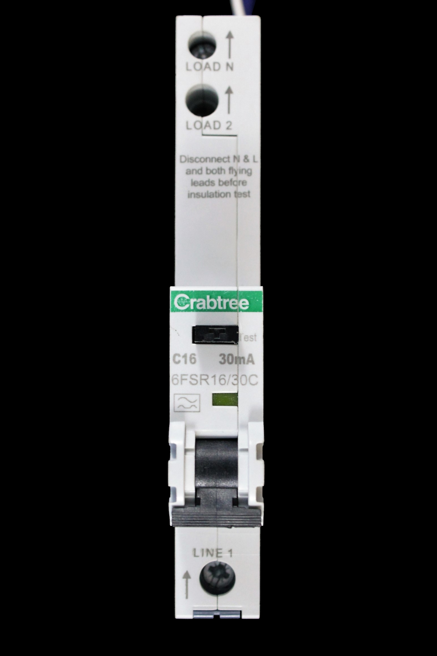 CRABTREE 16 AMP CURVE C 6kA 30mA RCBO TYPE A 6FSR16/30C LOADSTAR