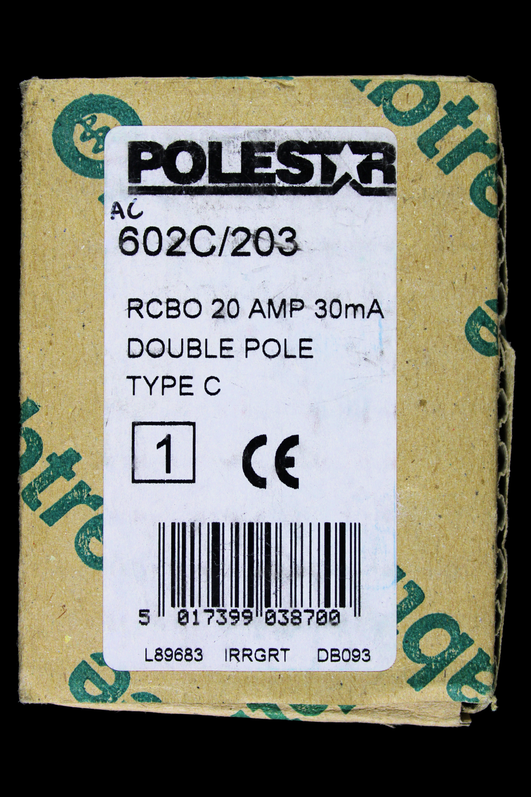 CRABTREE 20 AMP CURVE C 10kA 30mA DOUBLE POLE RCBO TYPE AC POLESTAR 602C/203