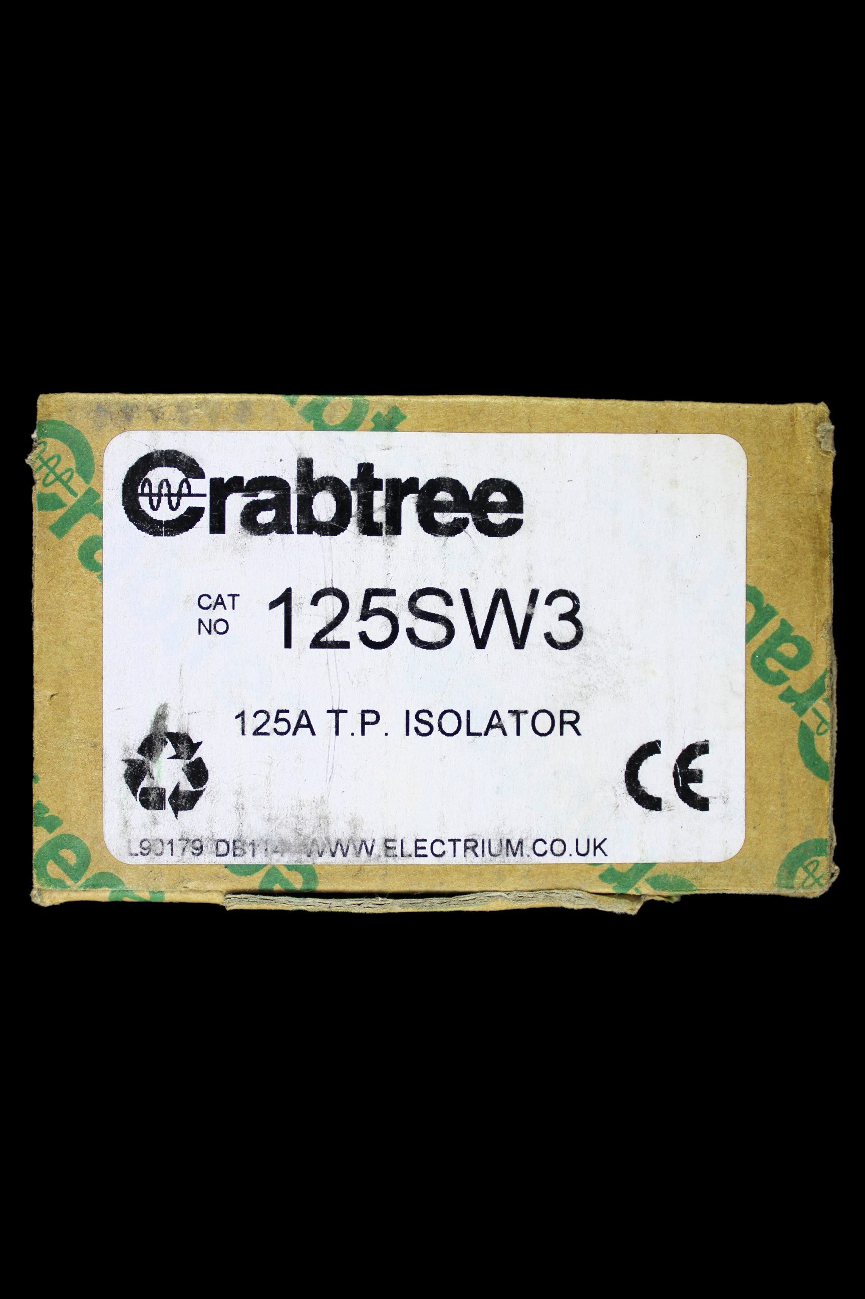 CRABTREE 125 AMP MAIN SWITCH DISCONNECTOR TRIPLE POLE 125SW3