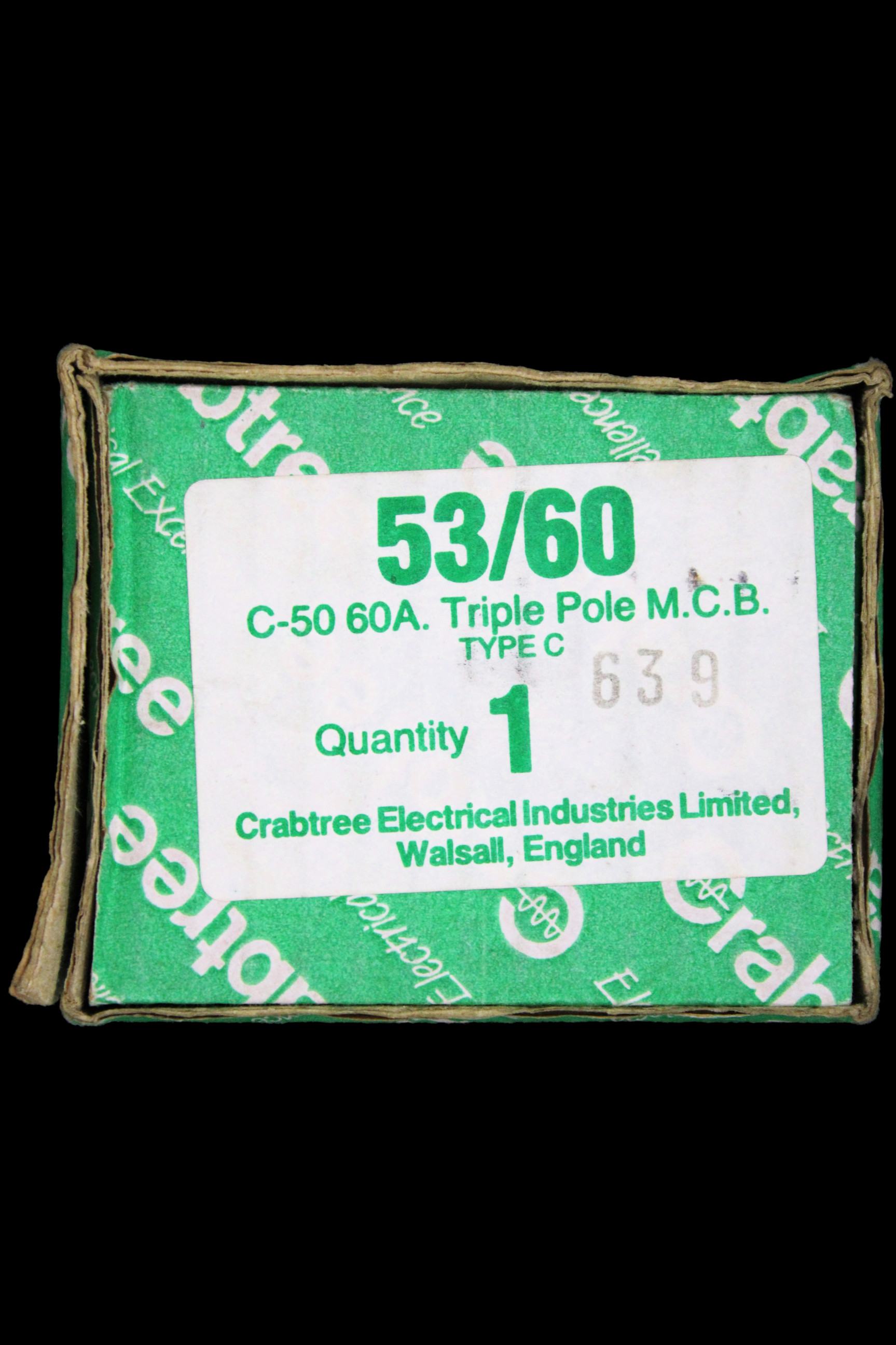 CRABTREE 60 AMP CURVE C M4.5 TRIPLE POLE MCB CIRCUIT BREAKER 53/60 C-50 C50