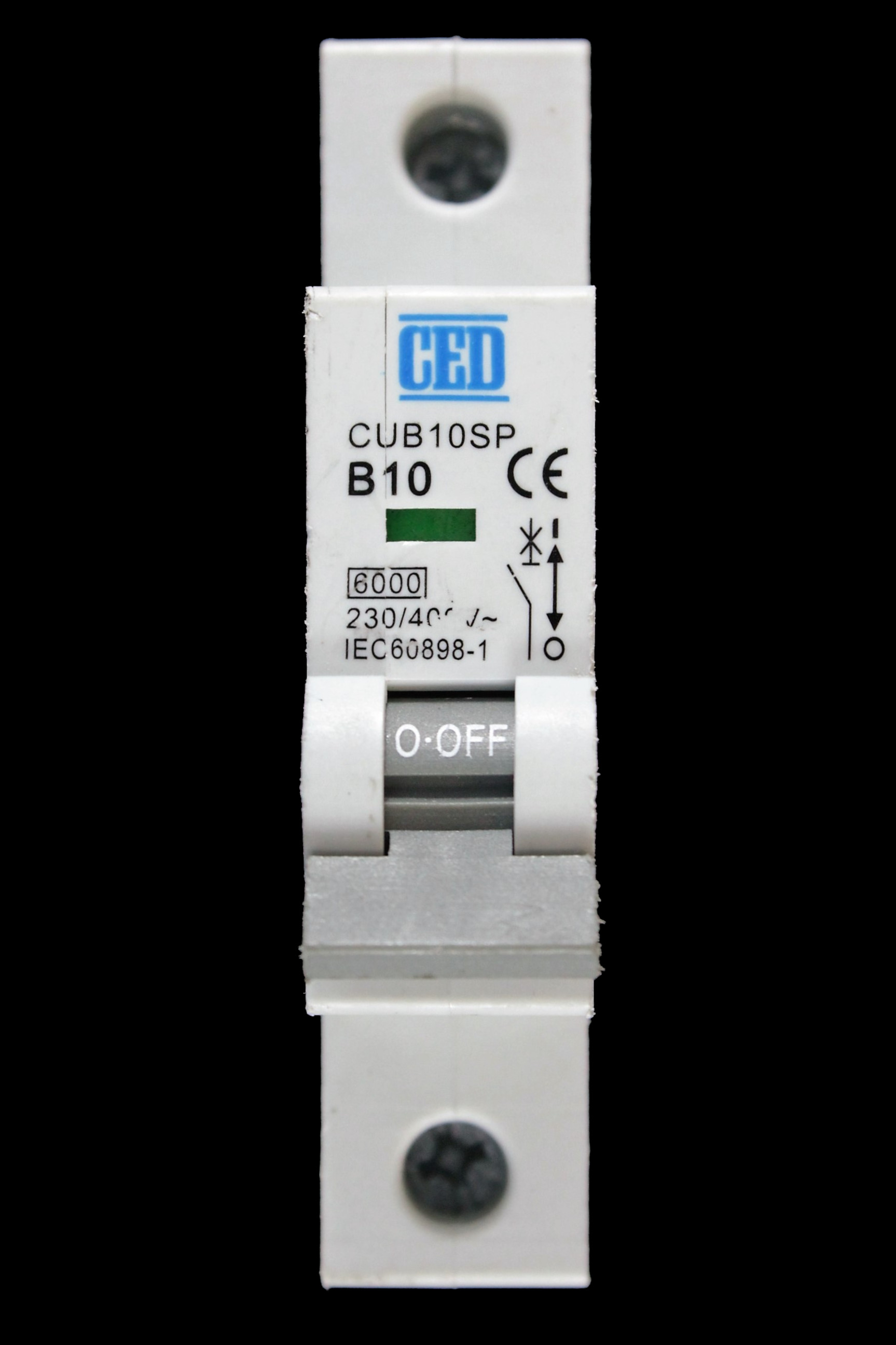 CED 10 AMP CURVE B 6kA MCB CIRCUIT BREAKER CUB10SP W