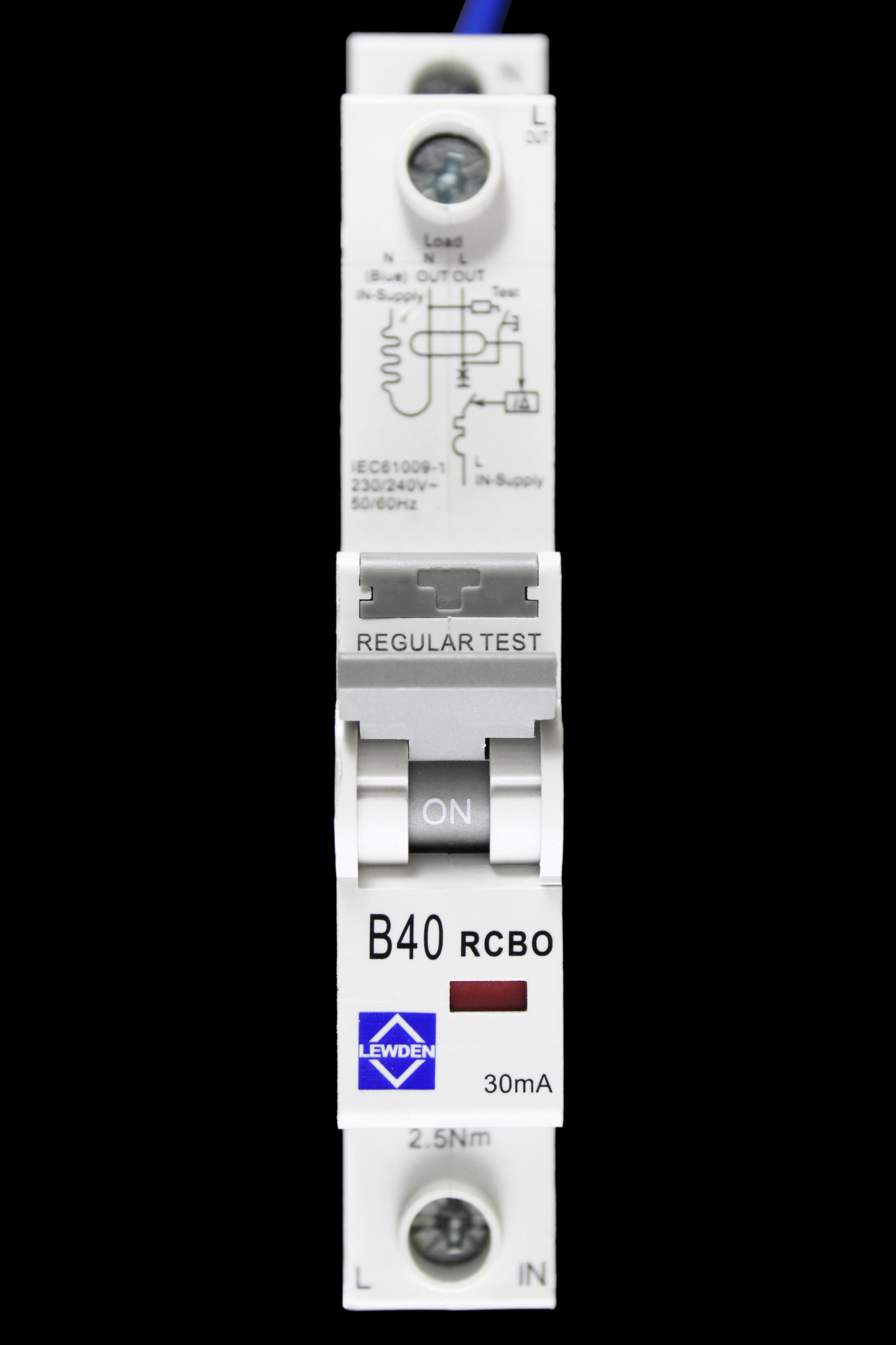 LEWDEN 40 AMP CURVE B 6kA 30mA RCBO TYPE AC 40/30/SP