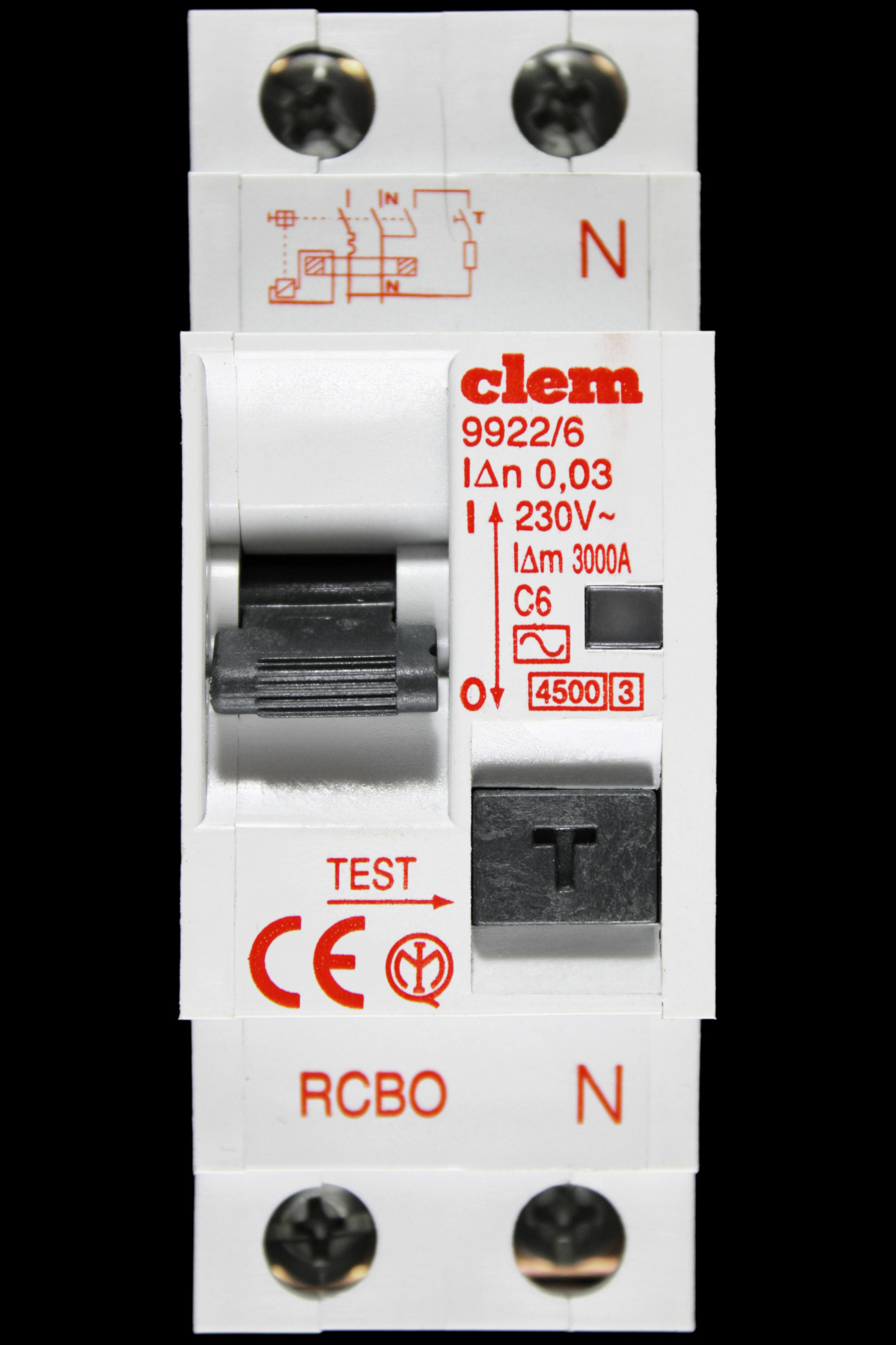 CLEM 6 AMP CURVE C 4.5kA 30mA DOUBLE POLE RCBO TYPE AC 9922/6