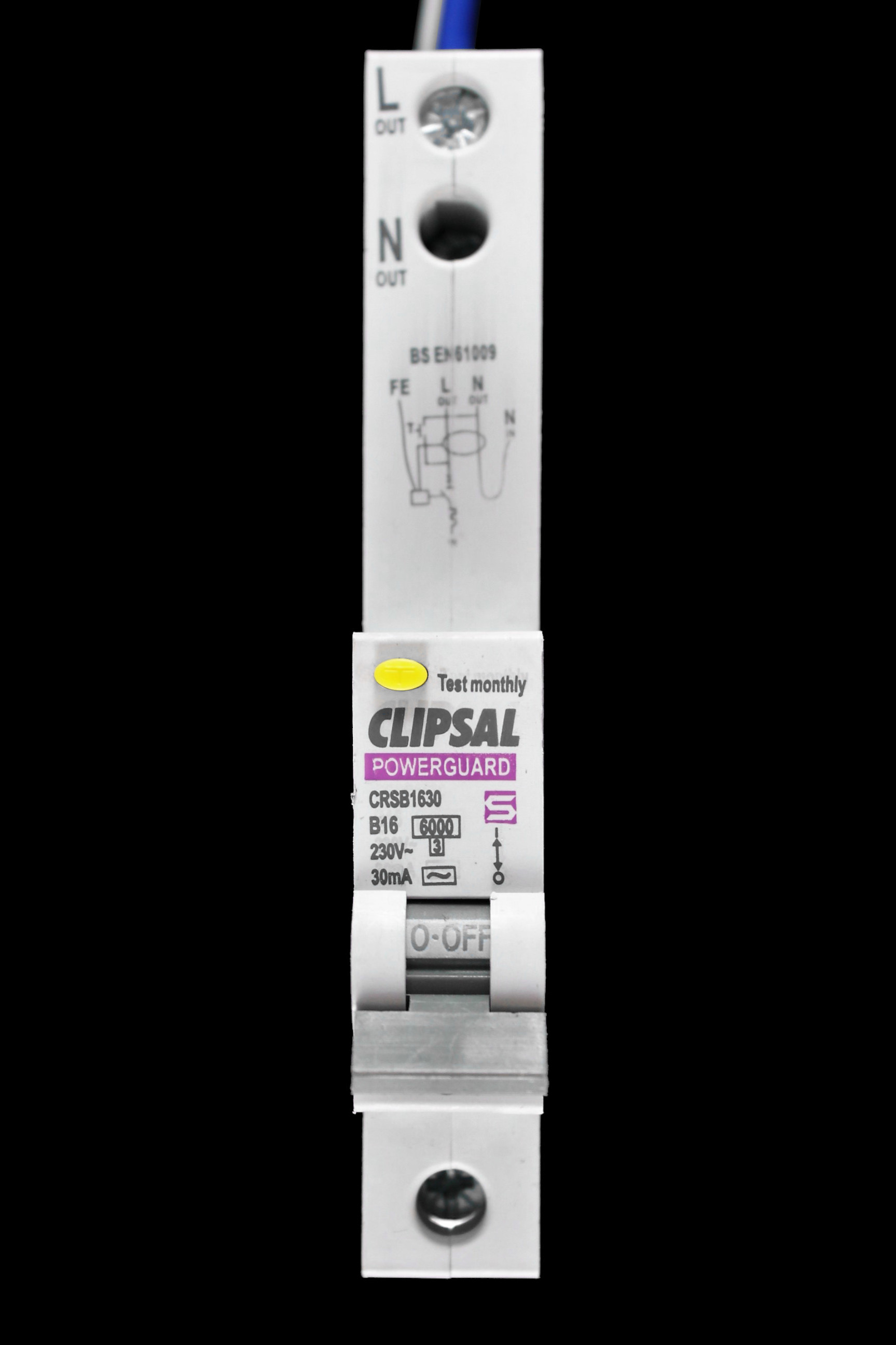 CLIPSAL 16 AMP CURVE B 6kA 30mA RCBO TYPE AC POWERGUARD CRSB1630