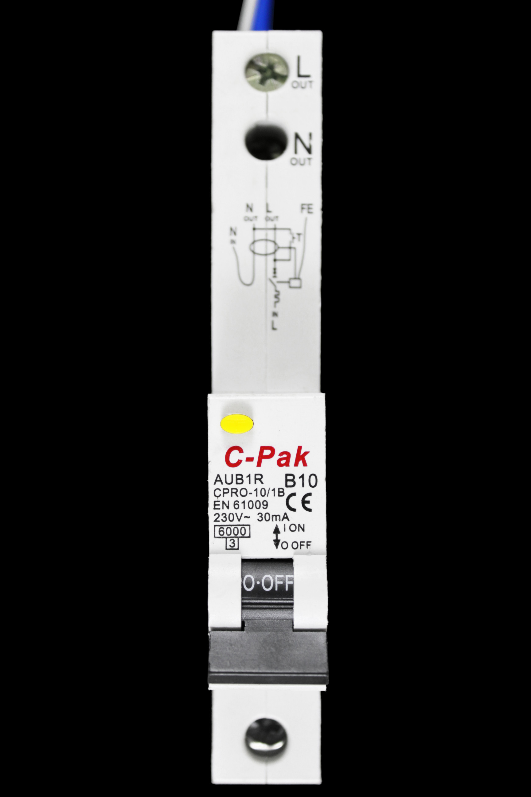 C-PAK 10 AMP CURVE B 6kA 30mA RCBO TYPE AC AUB1R CPRO-10/1B