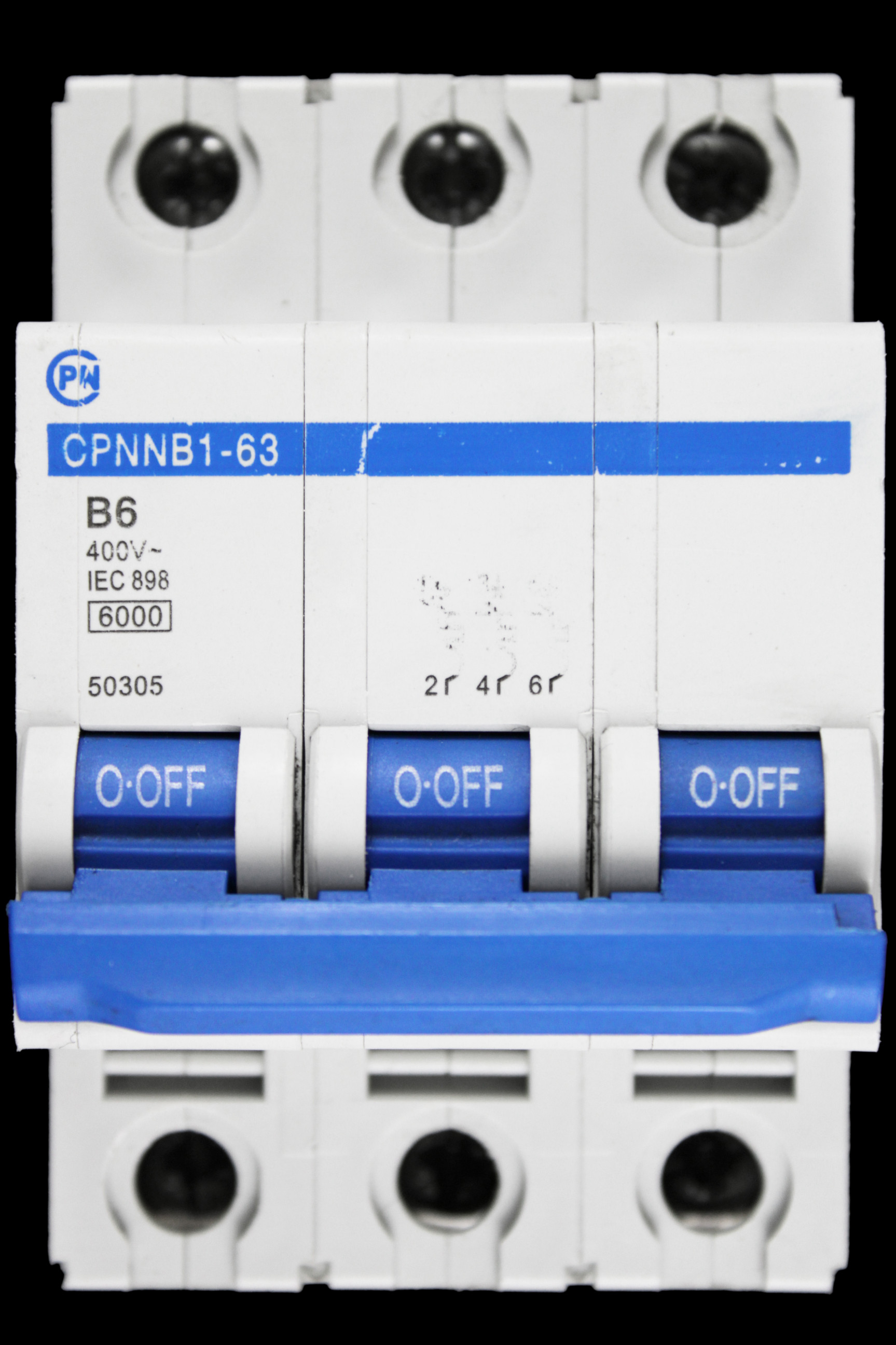 CPN 6 AMP CURVE B 6kA TRIPLE POLE MCB CIRCUIT BREAKER CPNNB1-63 50305