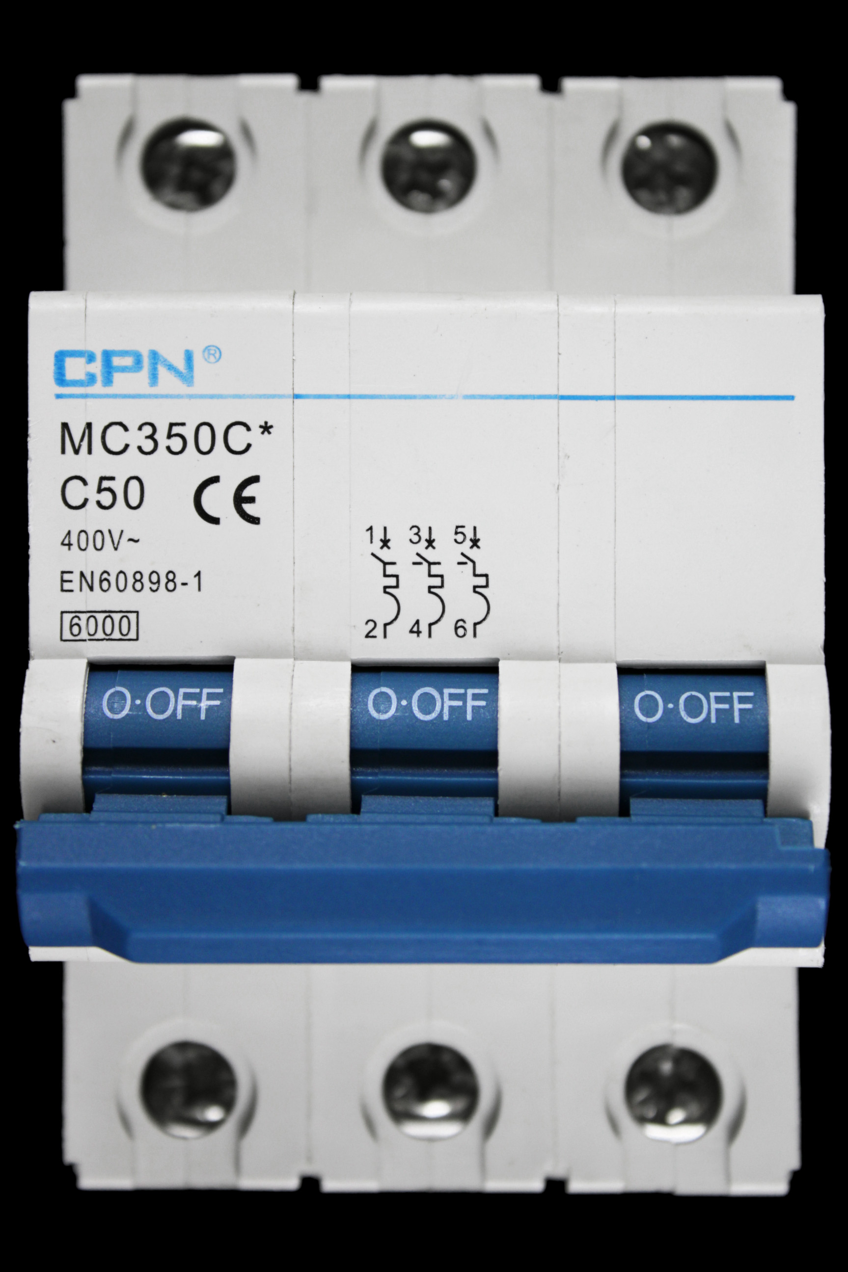 CPN 50 AMP CURVE C 6kA TRIPLE POLE MCB CIRCUIT BREAKER MC350C