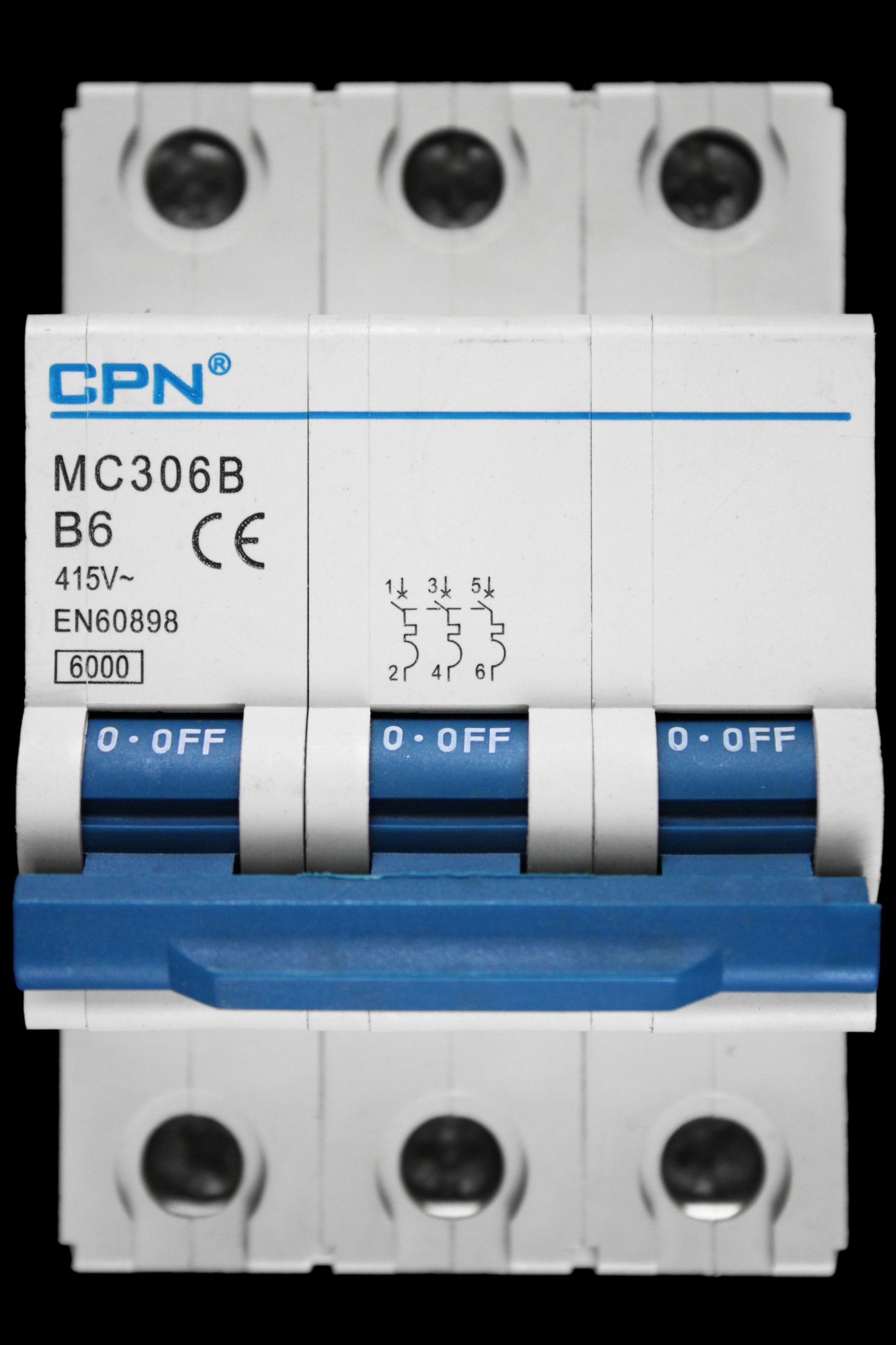 CPN 6 AMP CURVE B 6kA TRIPLE POLE MCB CIRCUIT BREAKER MC306B