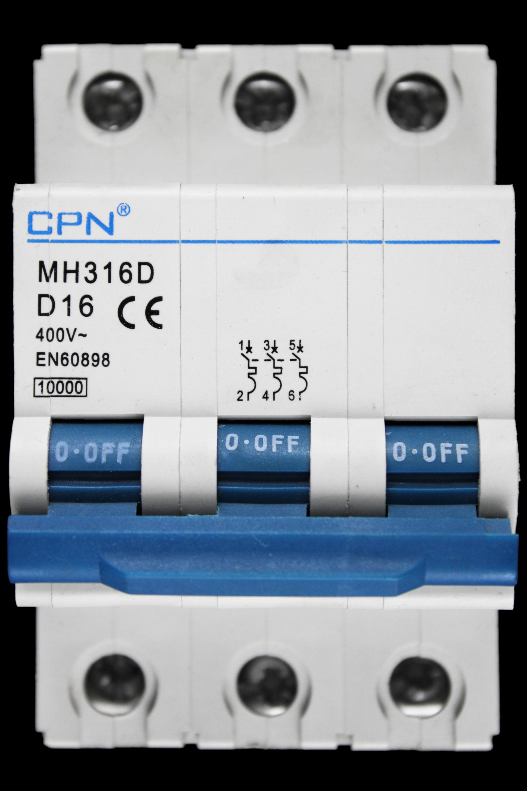 CPN 16 AMP CURVE D 10kA TRIPLE POLE MCB CIRCUIT BREAKER MH316D
