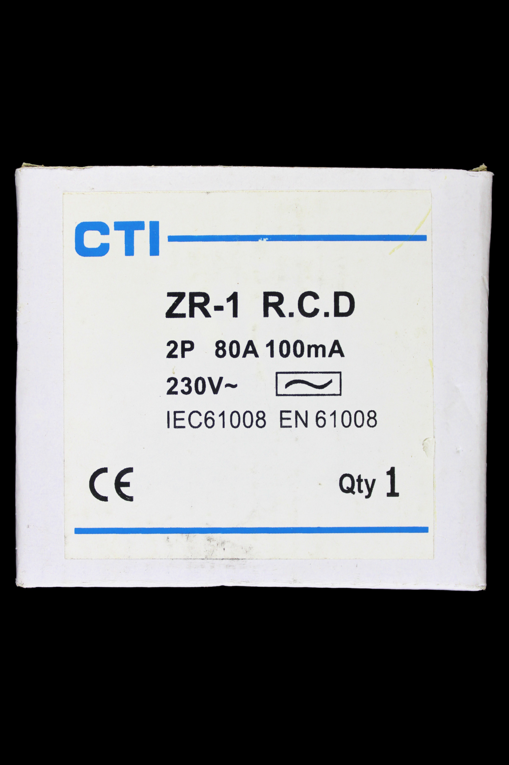 CTI 80 AMP 100mA DOUBLE POLE RCD TYPE AC ZR80-1
