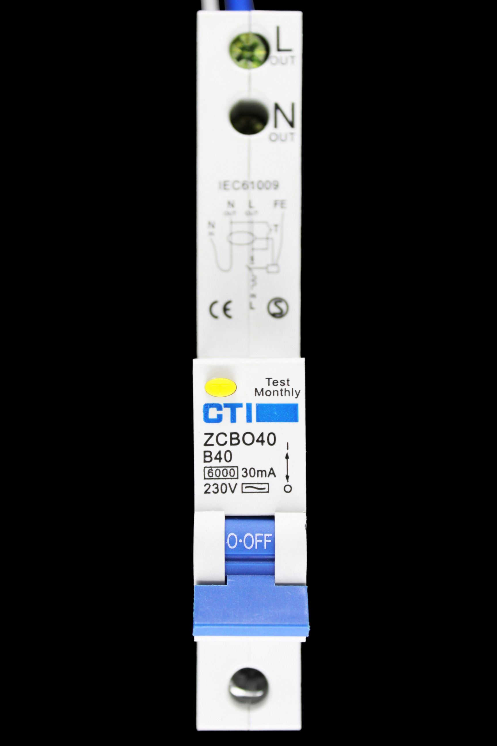 CTI 40 AMP CURVE B 6kA 30mA RCBO TYPE AC ZCBO40