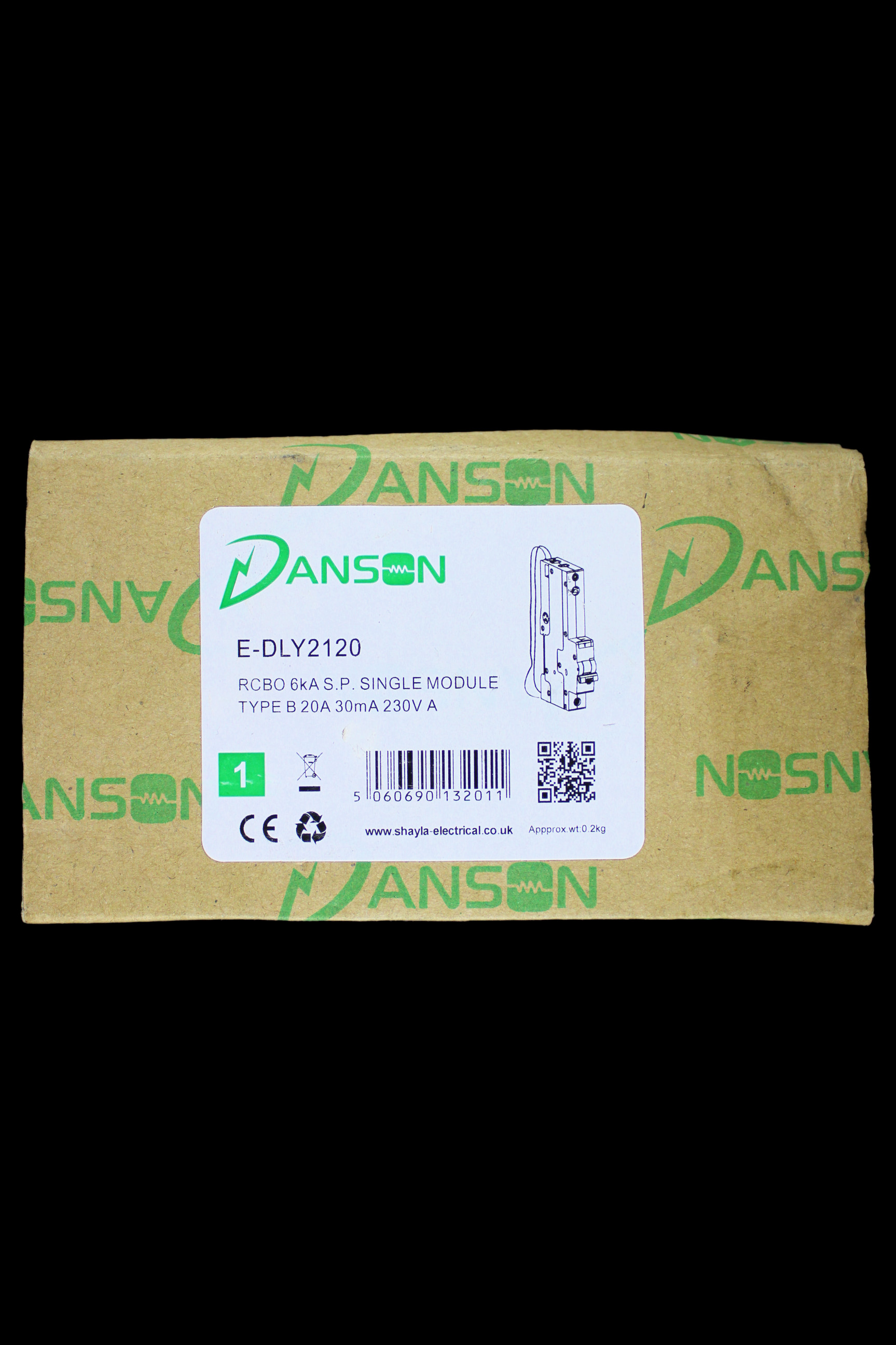 DANSON 20 AMP CURVE B 6kA 30mA RCBO TYPE A E-DLY2120