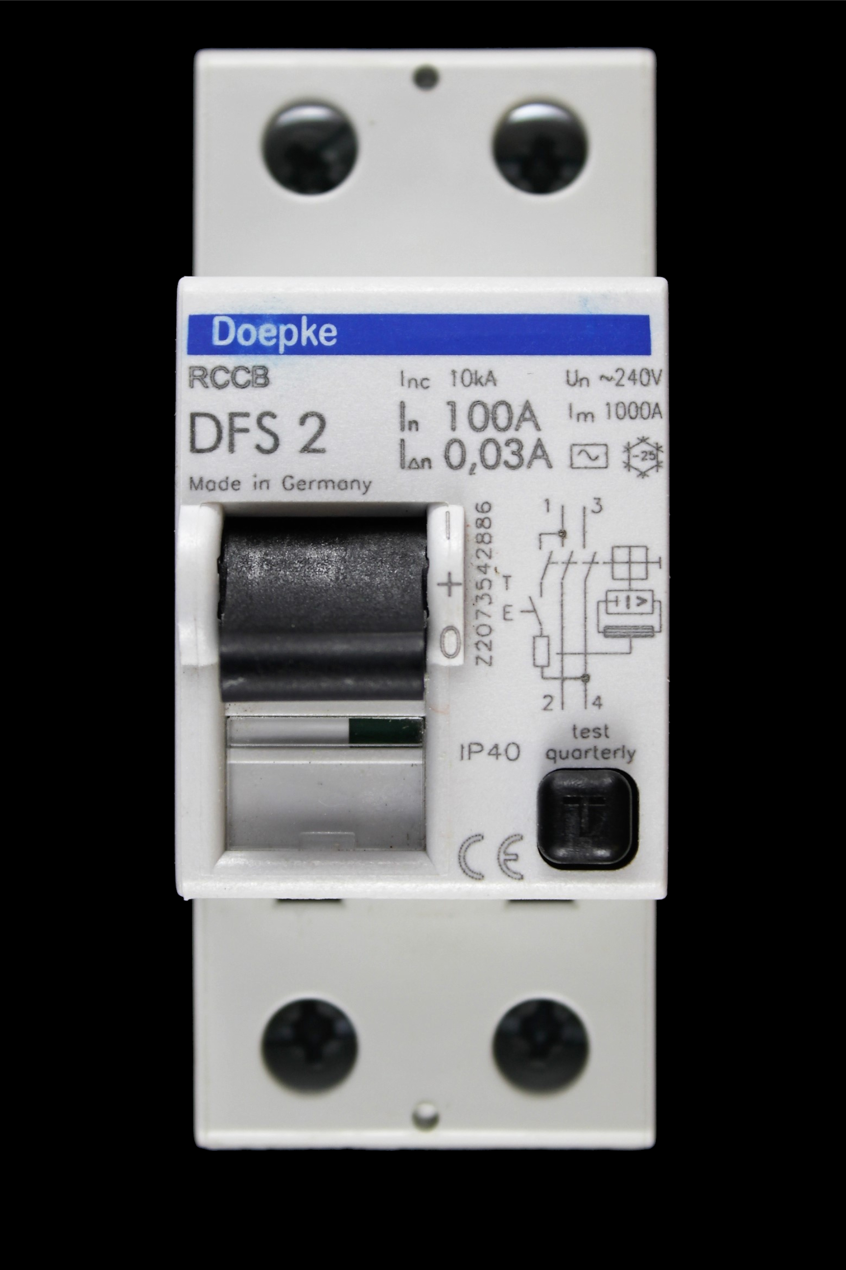 DOEPKE 100 AMP 30mA DOUBLE POLE RCCB RCD TYPE AC DFS2