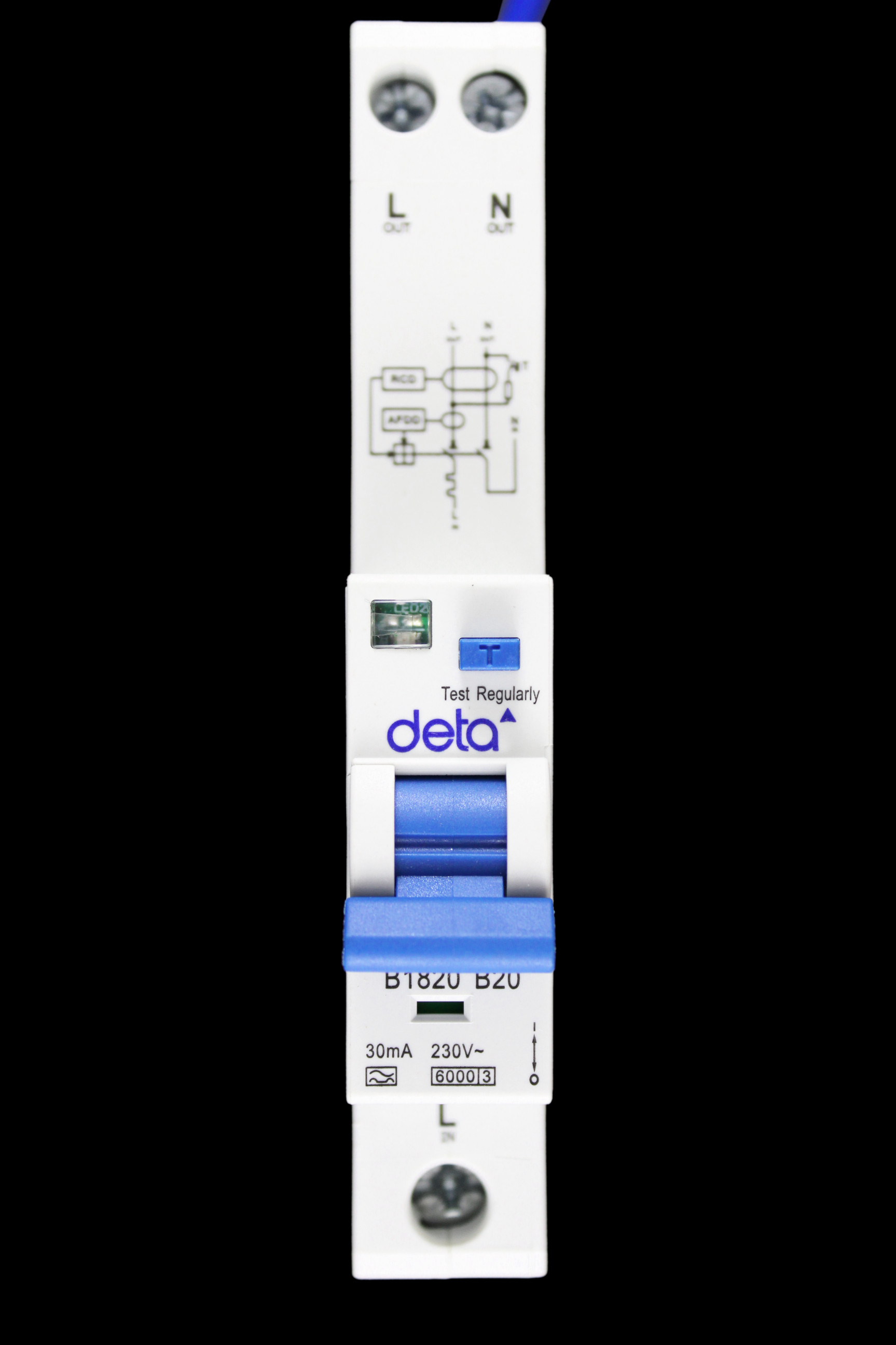 DETA 20 AMP CURVE B 6kA 30mA AFDD RCBO TYPE A B1820