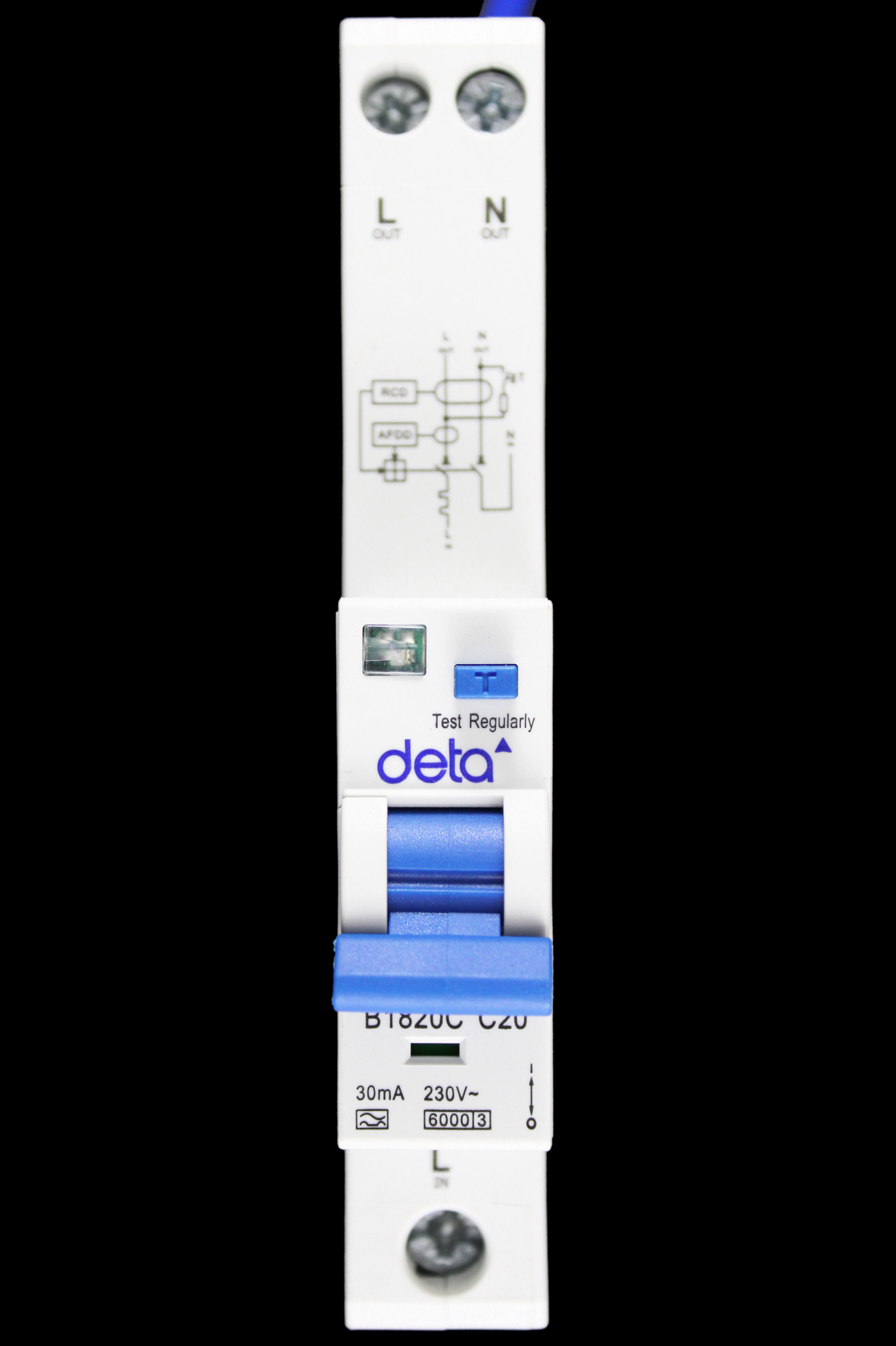 DETA 20 AMP CURVE C 6kA 30mA AFDD RCBO TYPE A B1820C