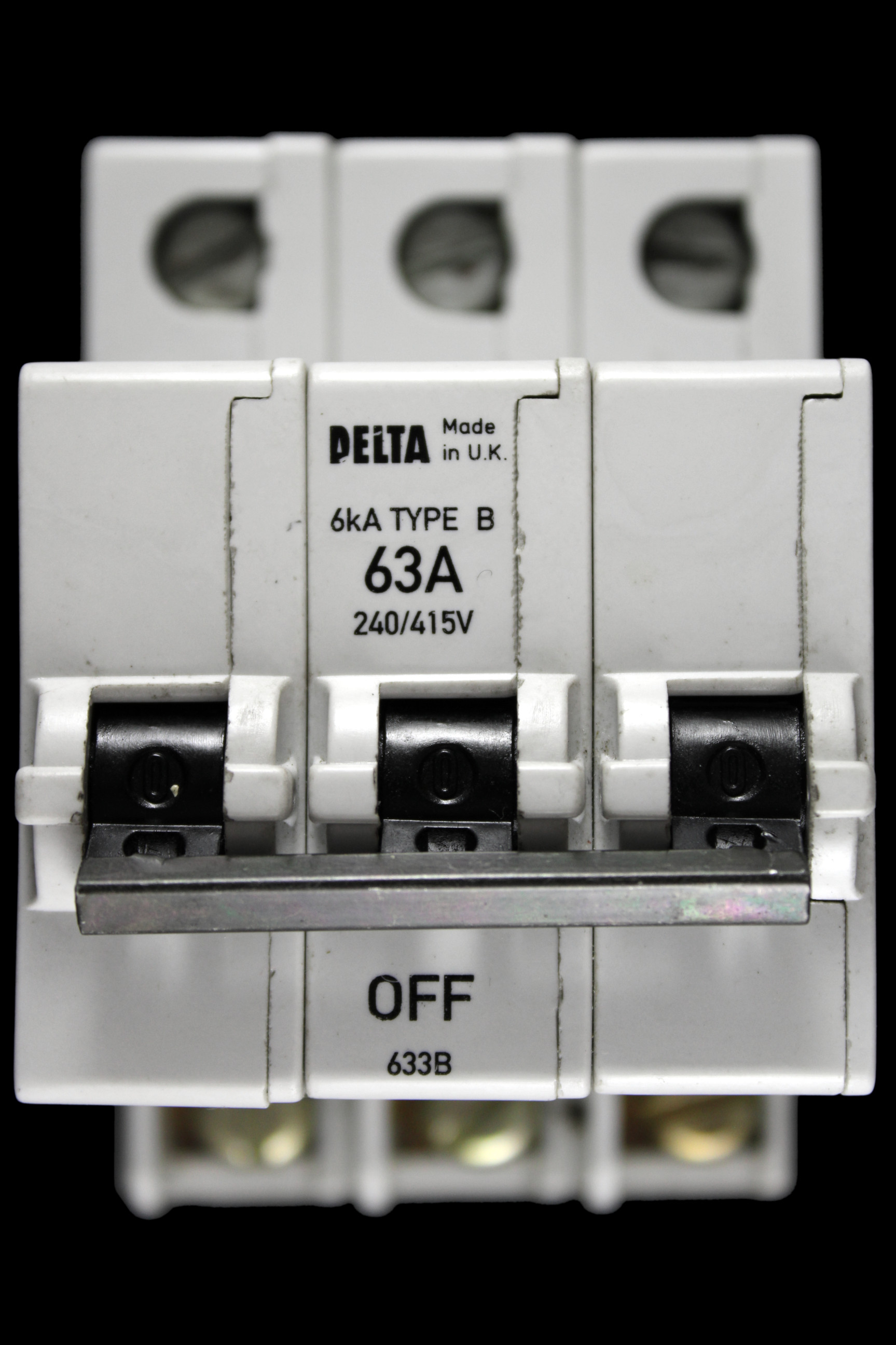 DELTA 63 AMP CURVE B 6kA TRIPLE POLE MCB CIRCUIT BREAKER 633B