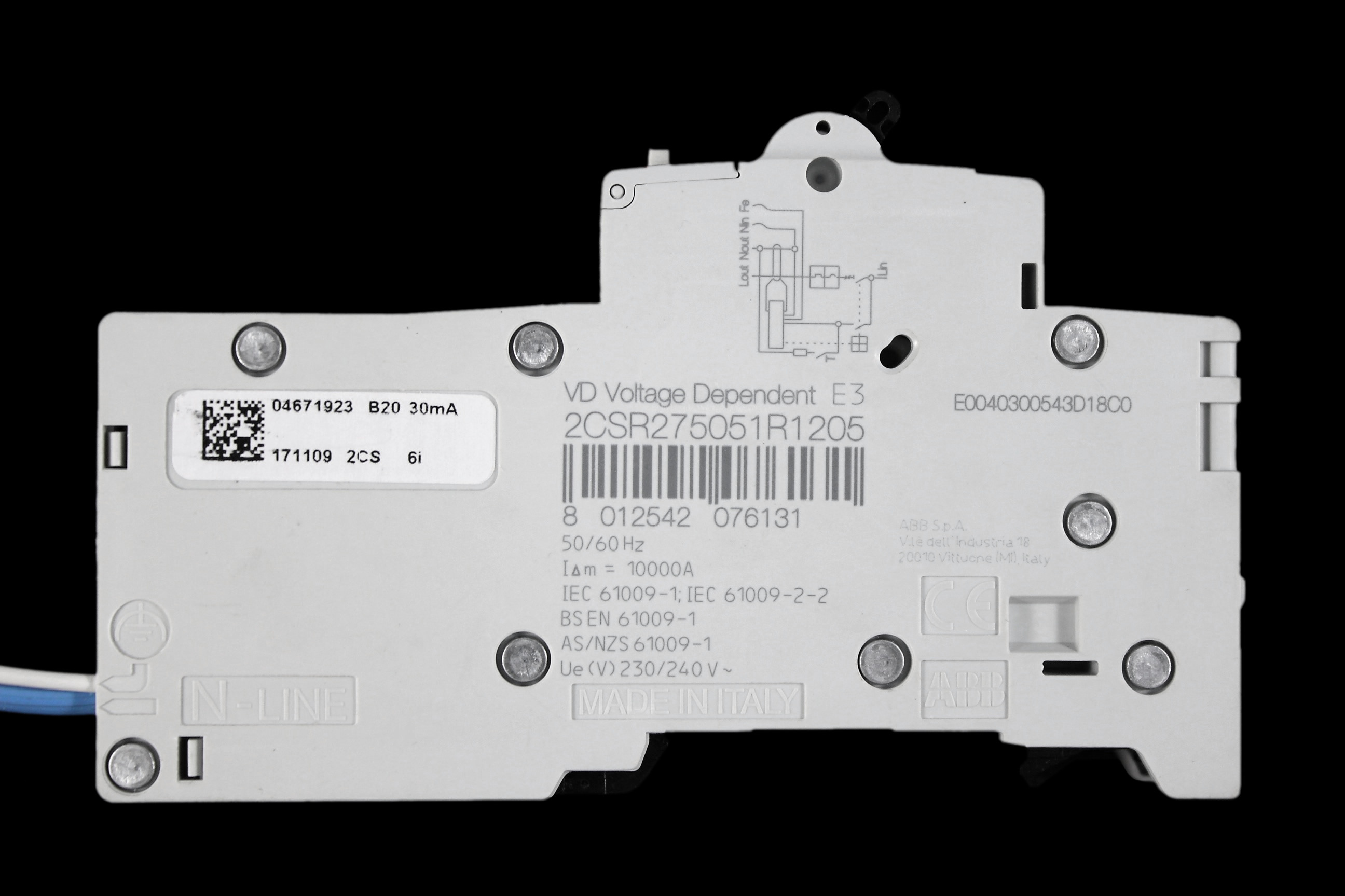 ABB 20 AMP CURVE B 10kA 30mA RCBO TYPE AC 2CSR275051R1205 DSE201 M